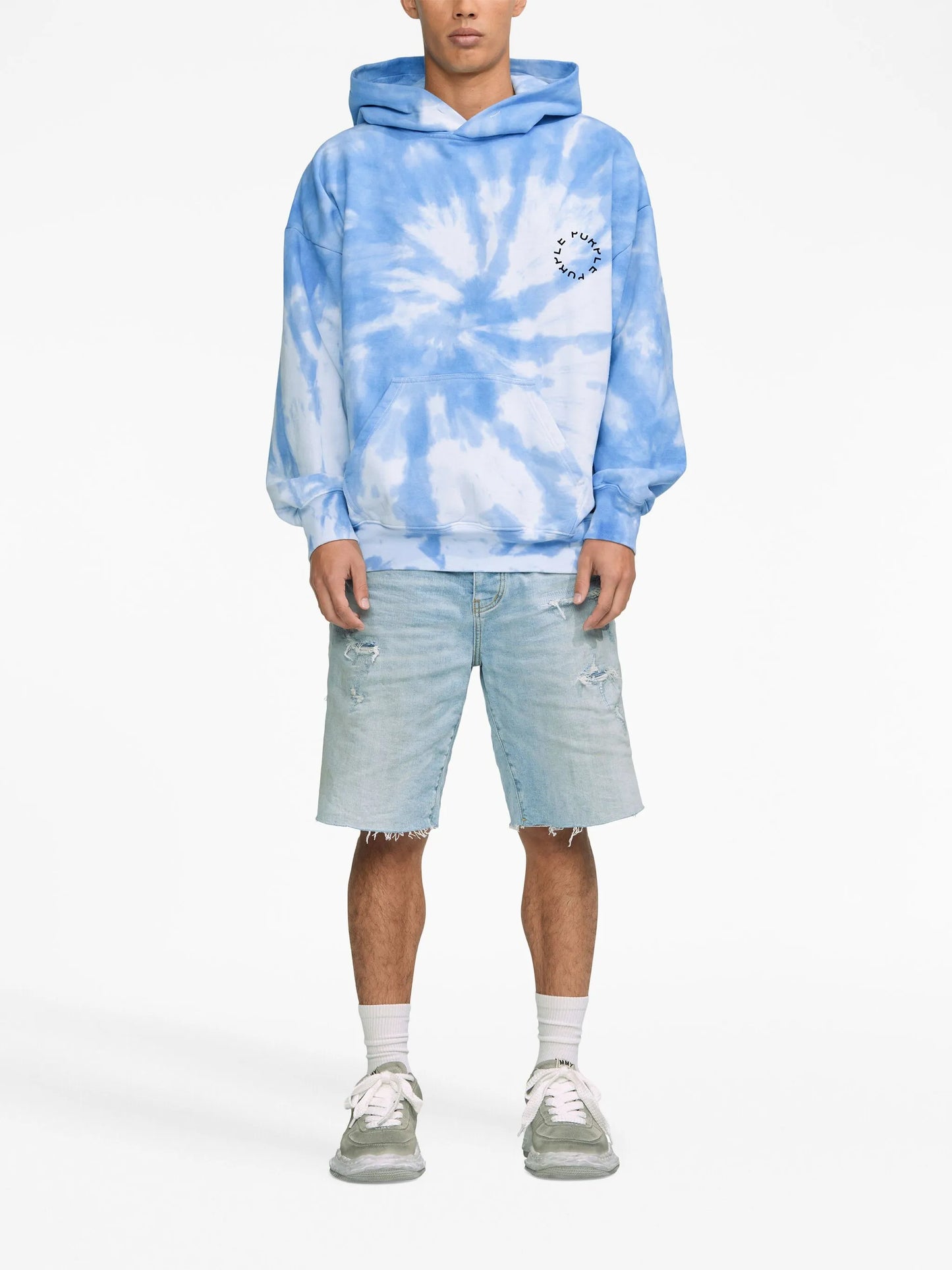 logo-patch denim shorts