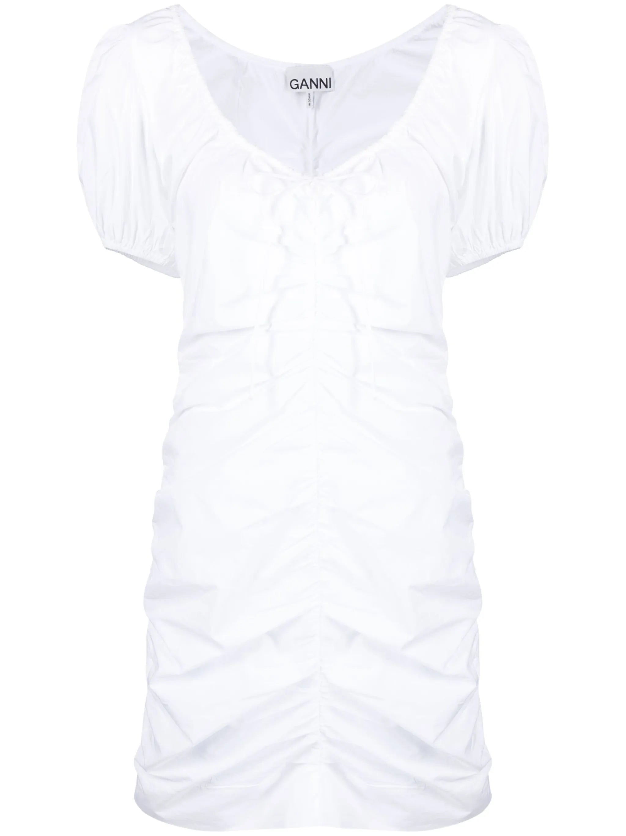 ruched puff-sleeve minidress