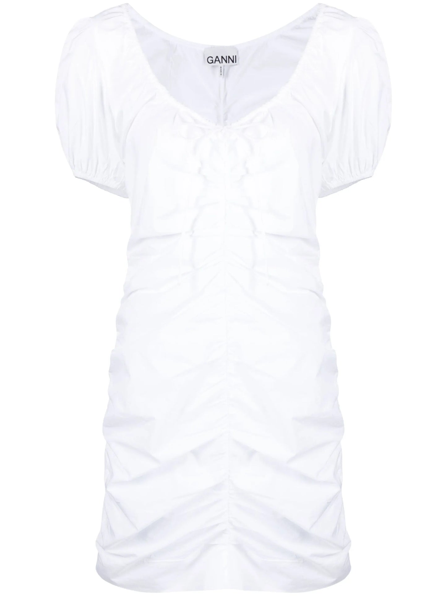 ruched puff-sleeve minidress