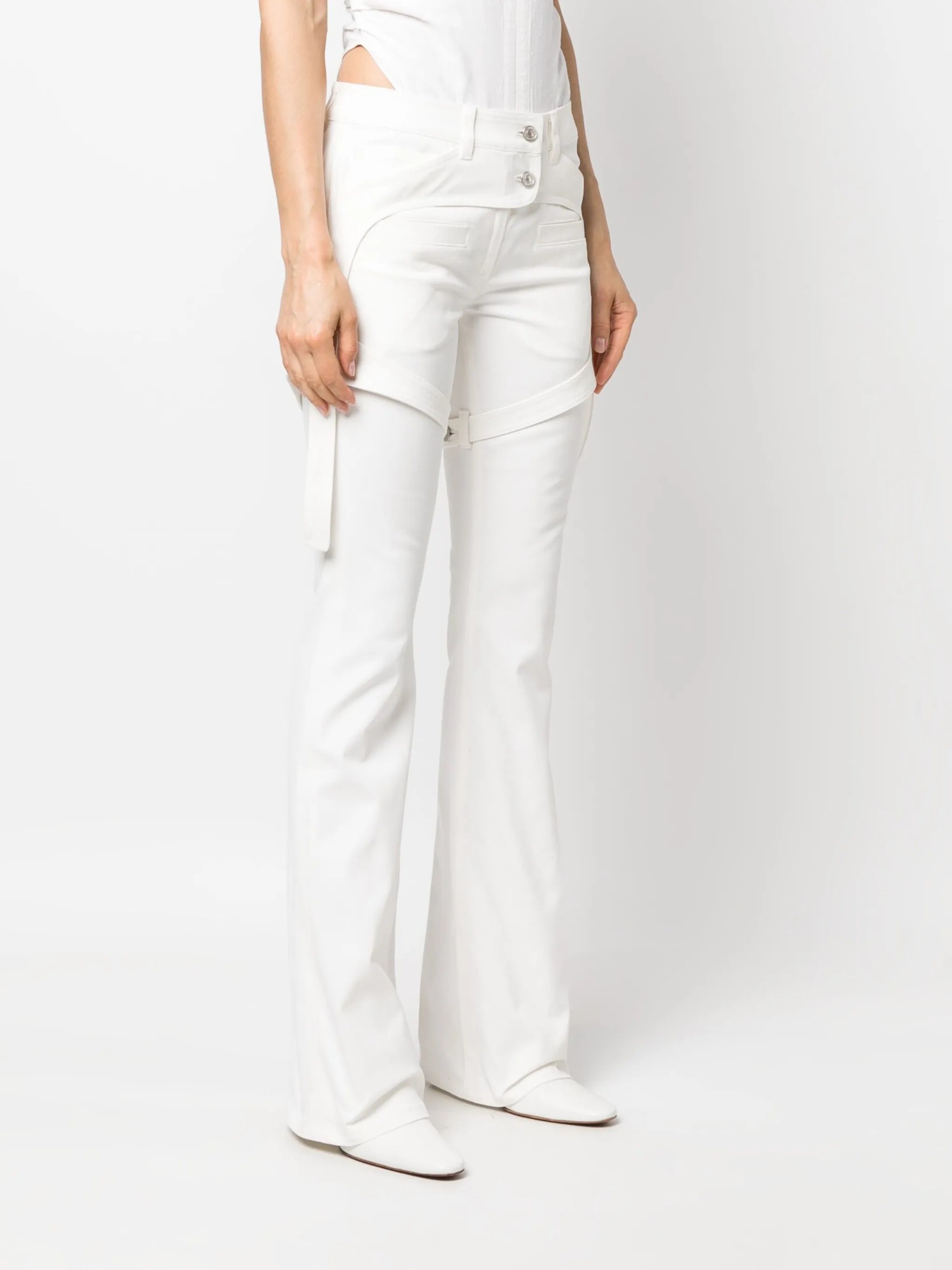 straight-leg cotton trousers