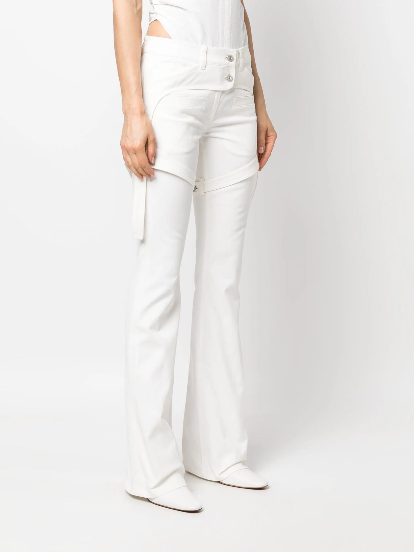 straight-leg cotton trousers