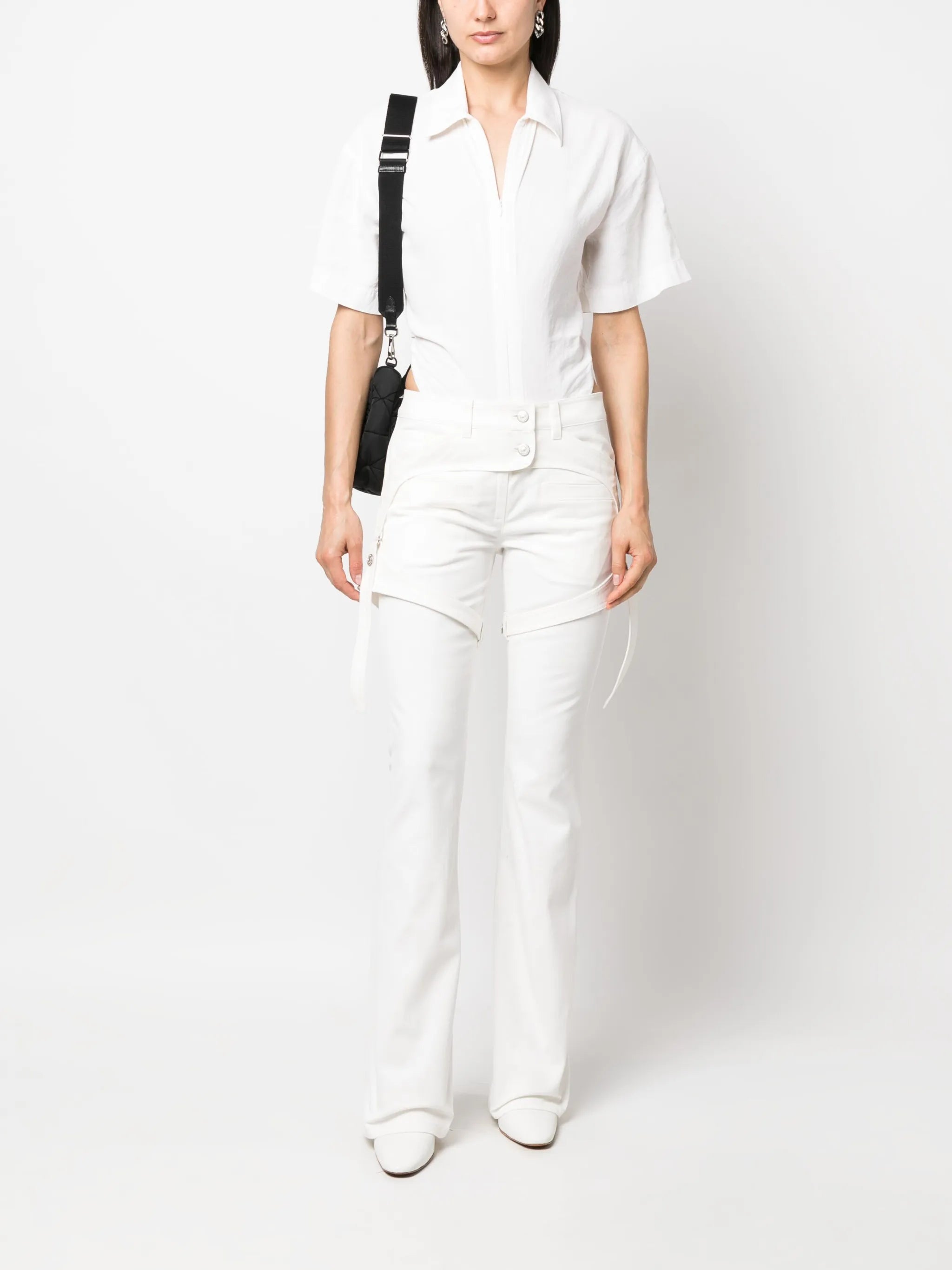 straight-leg cotton trousers