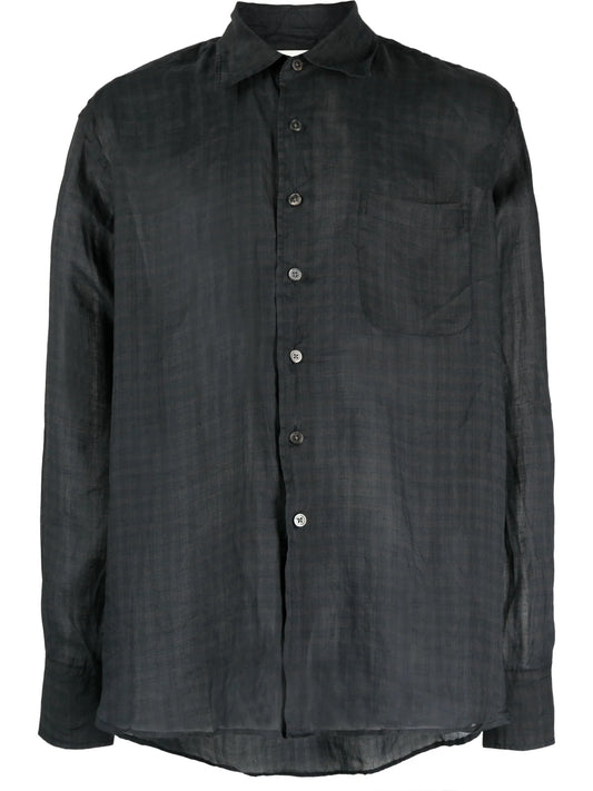check-print long-sleeved shirt