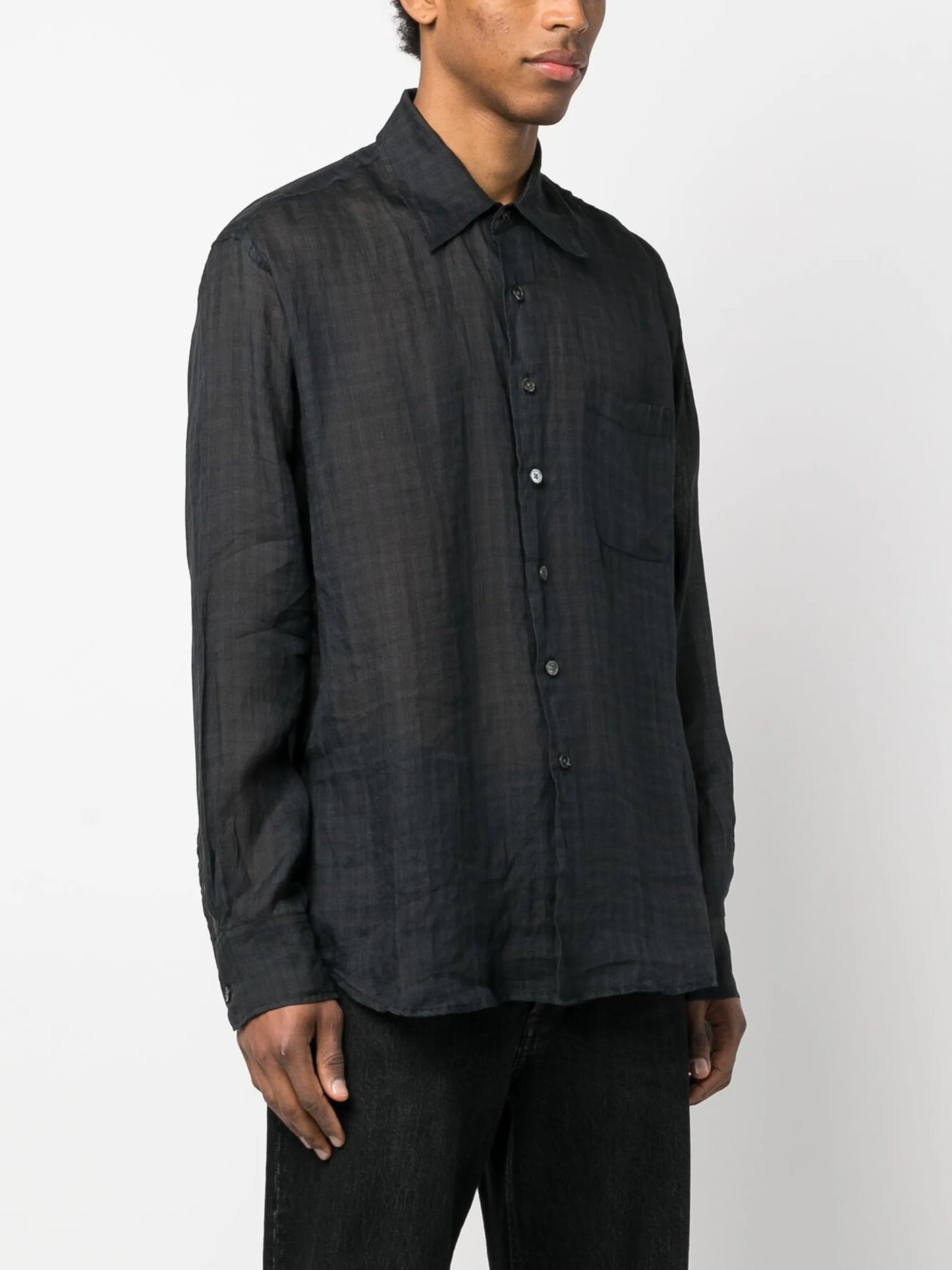 check-print long-sleeved shirt