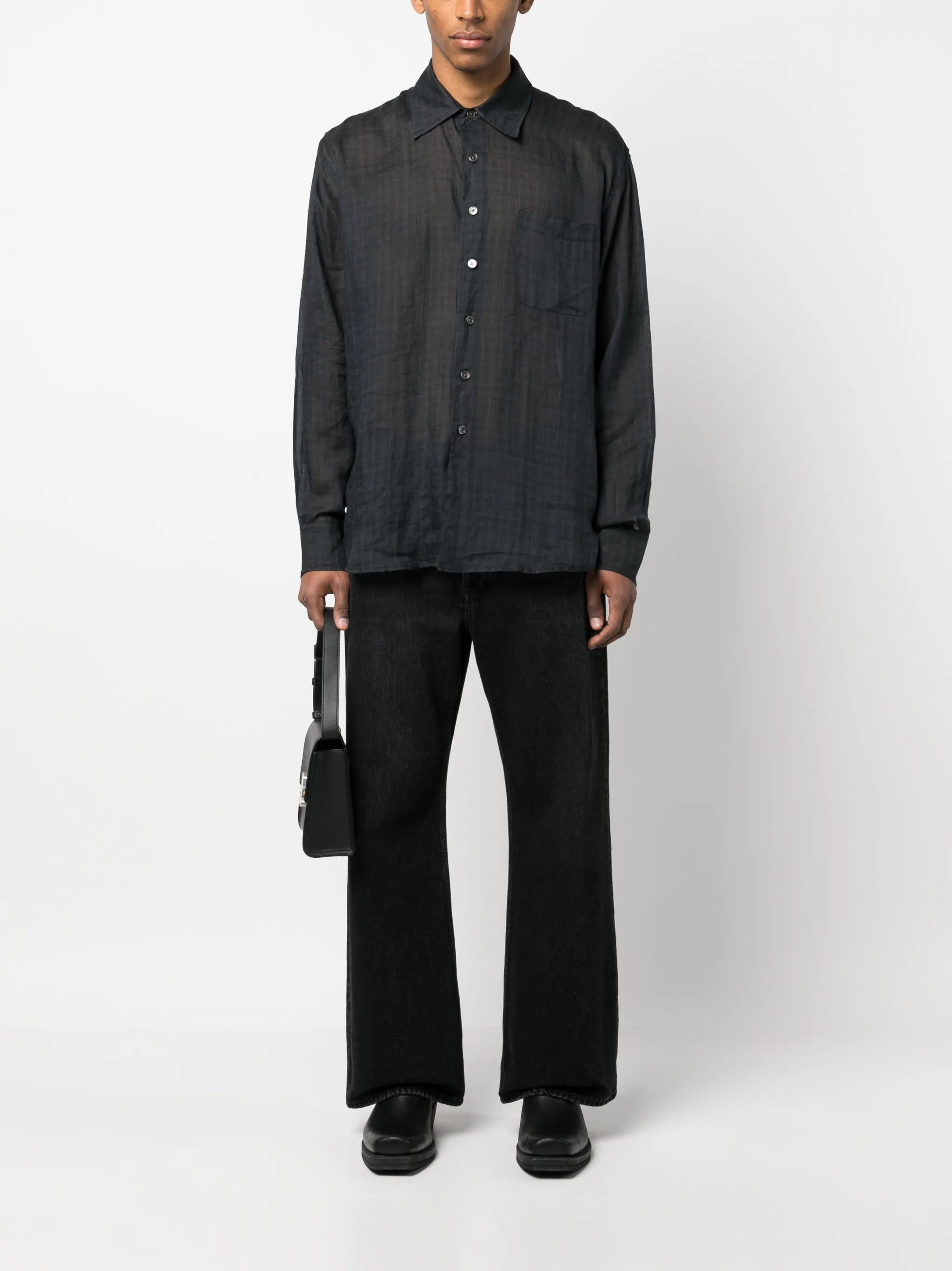 check-print long-sleeved shirt
