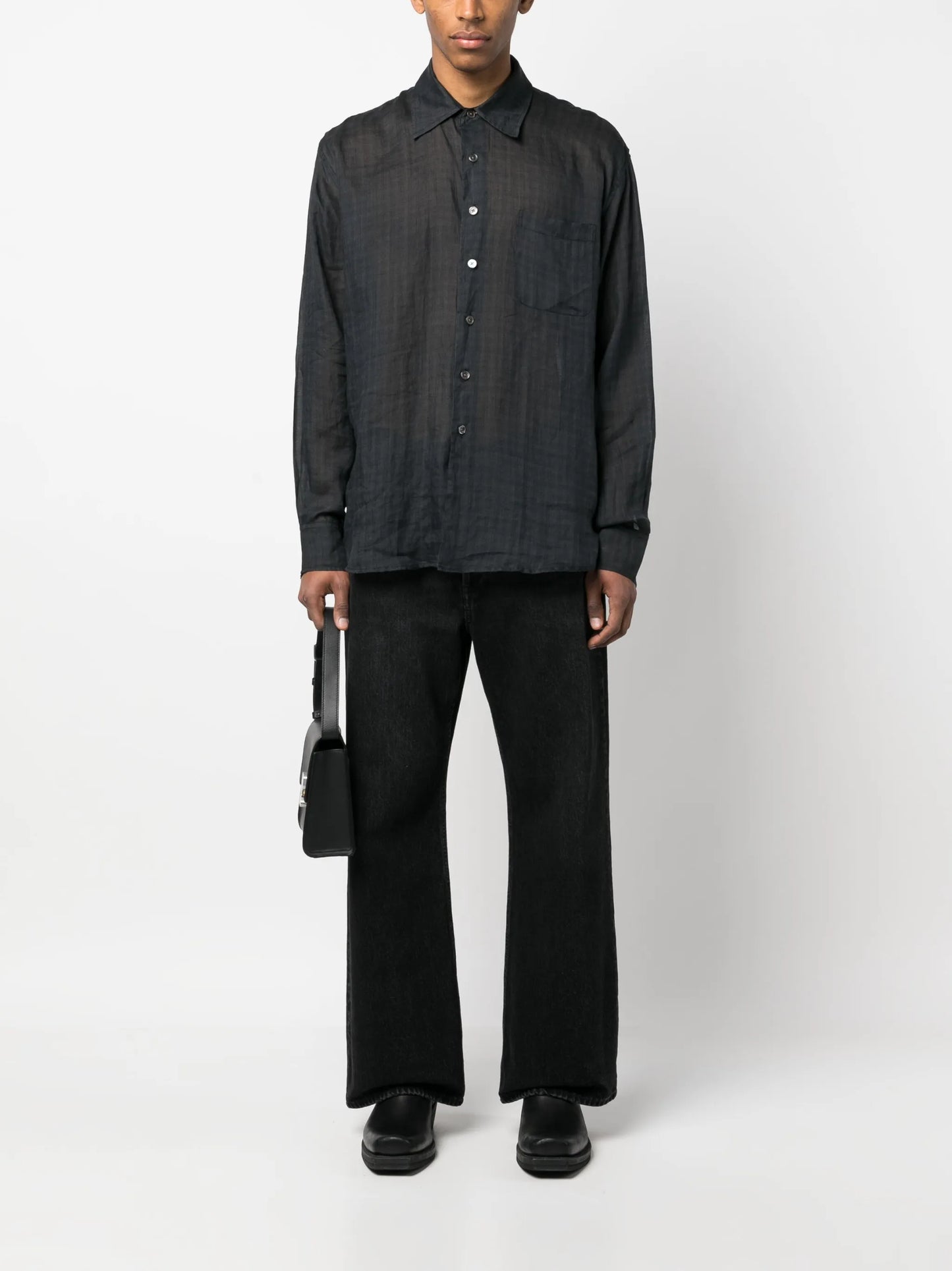 check-print long-sleeved shirt