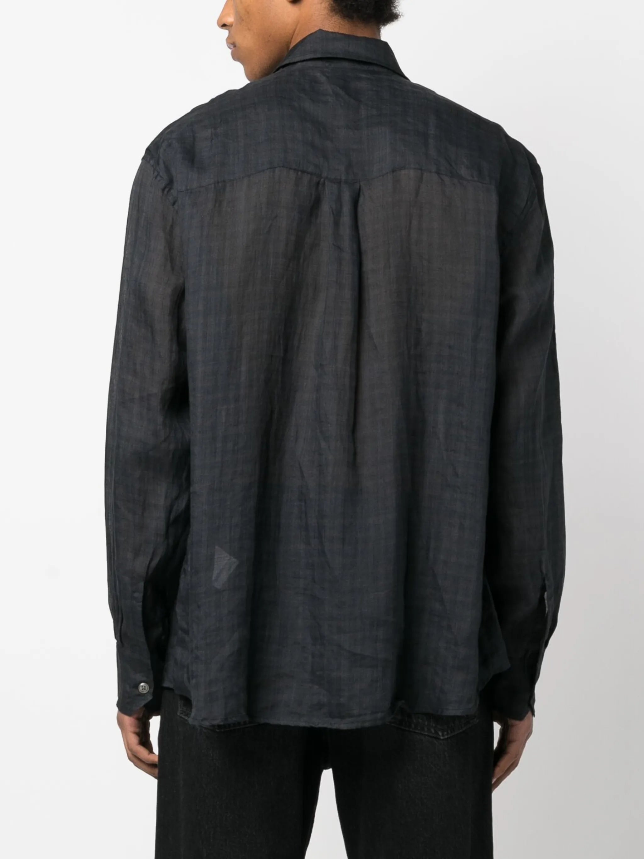 check-print long-sleeved shirt