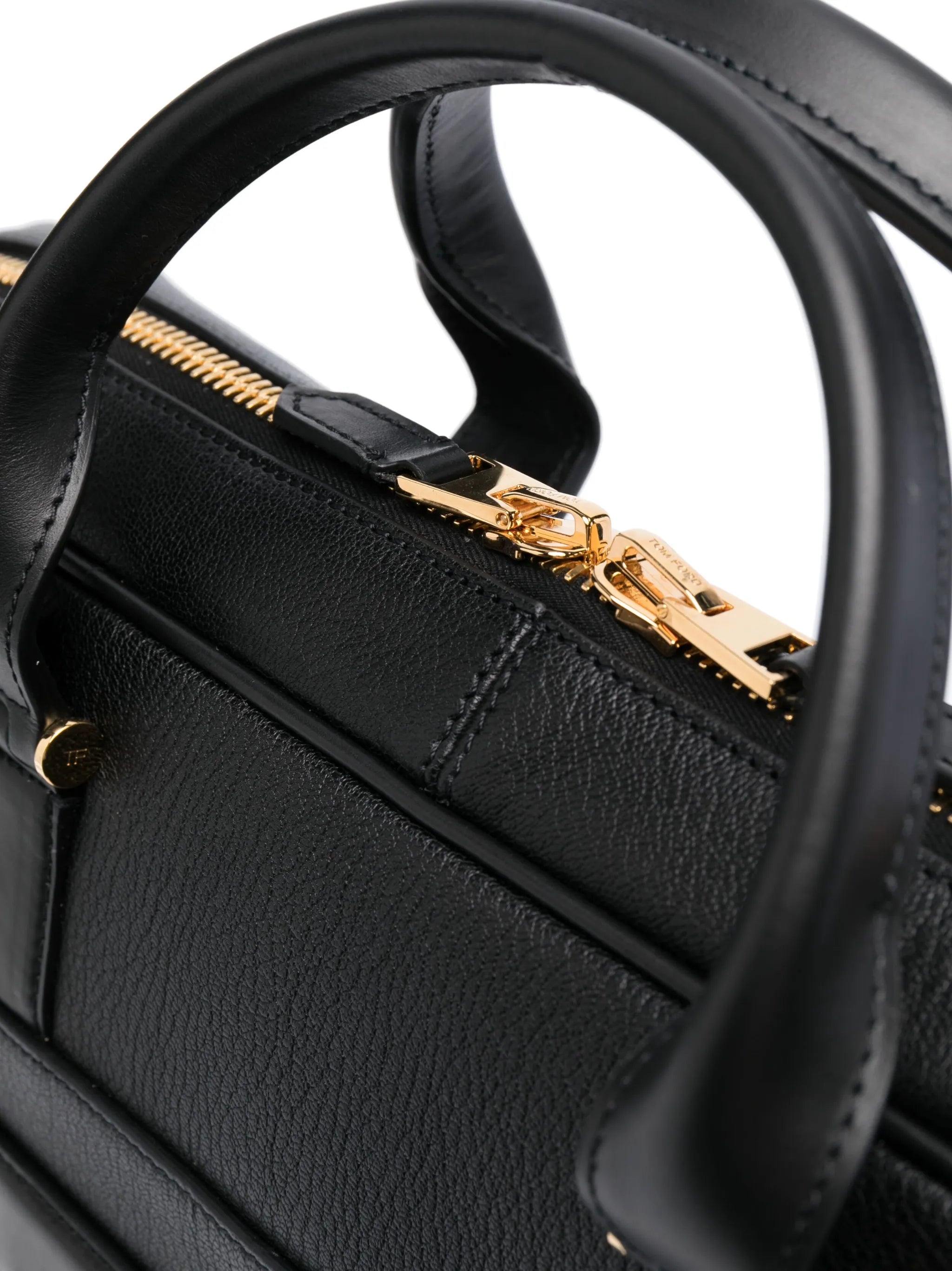 logo-plaque grained leather briefcase