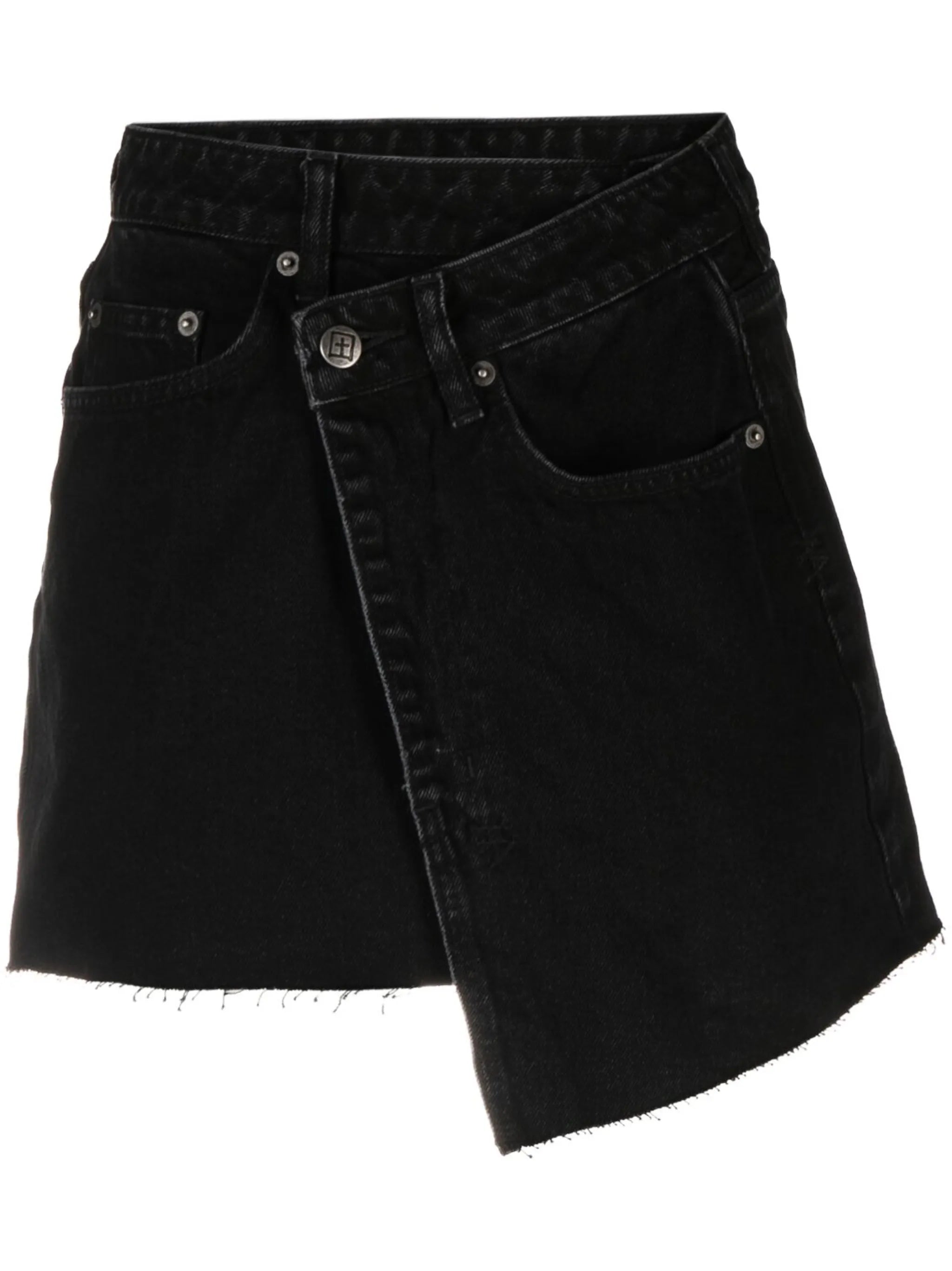 asymmetric denim mini skirt