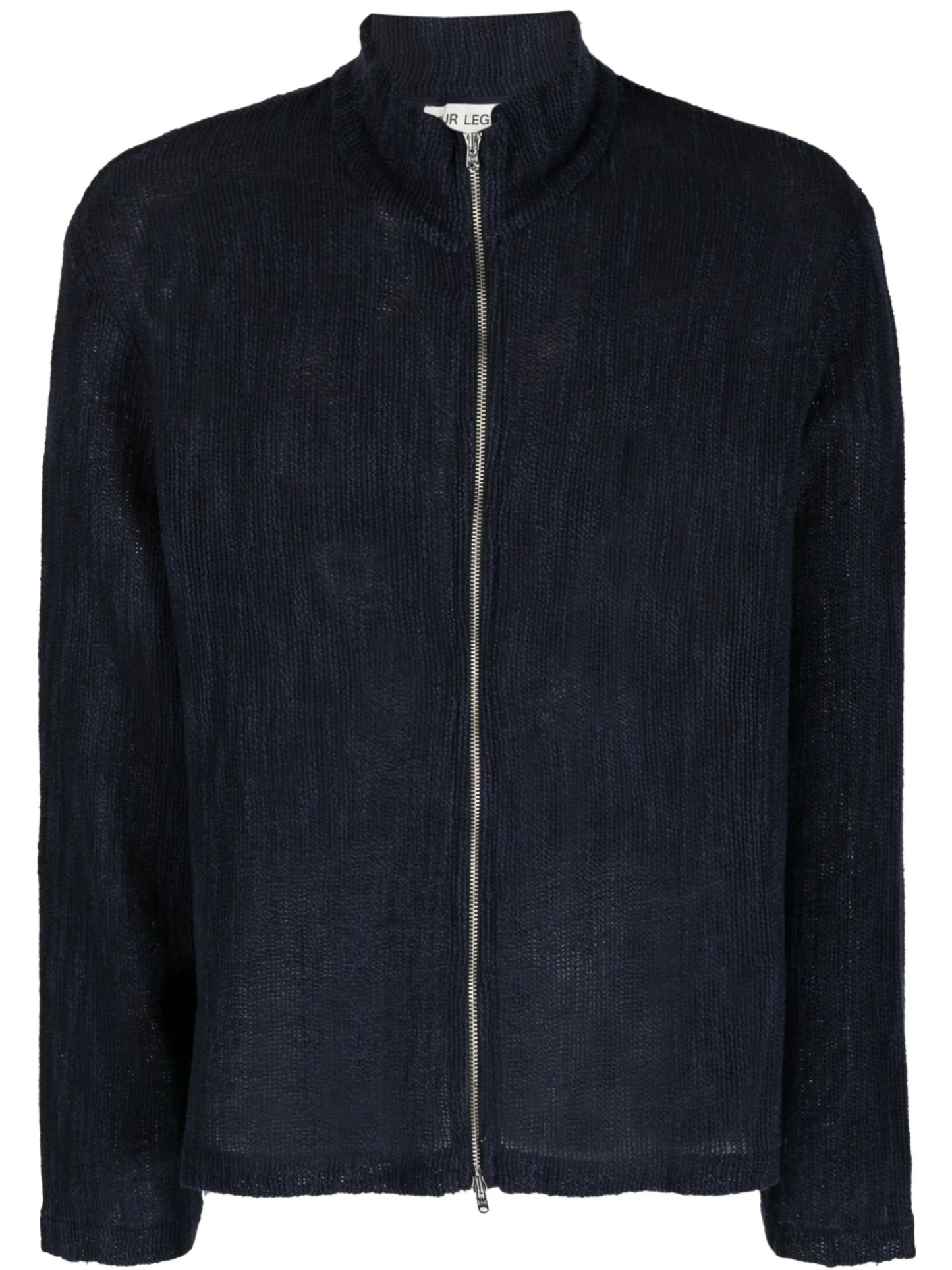 high-neck zip-up cardigan