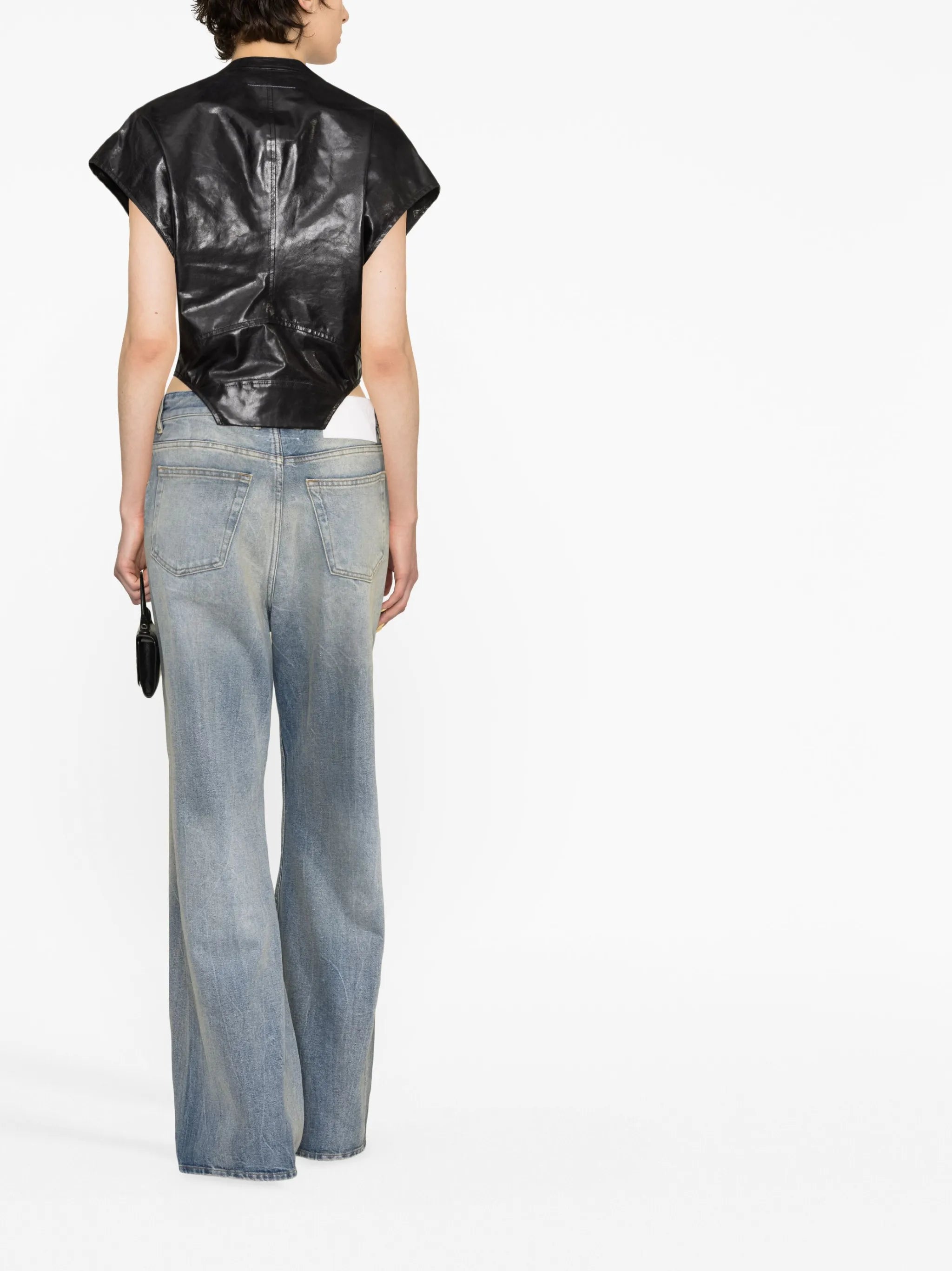 short-sleeve leather gilet