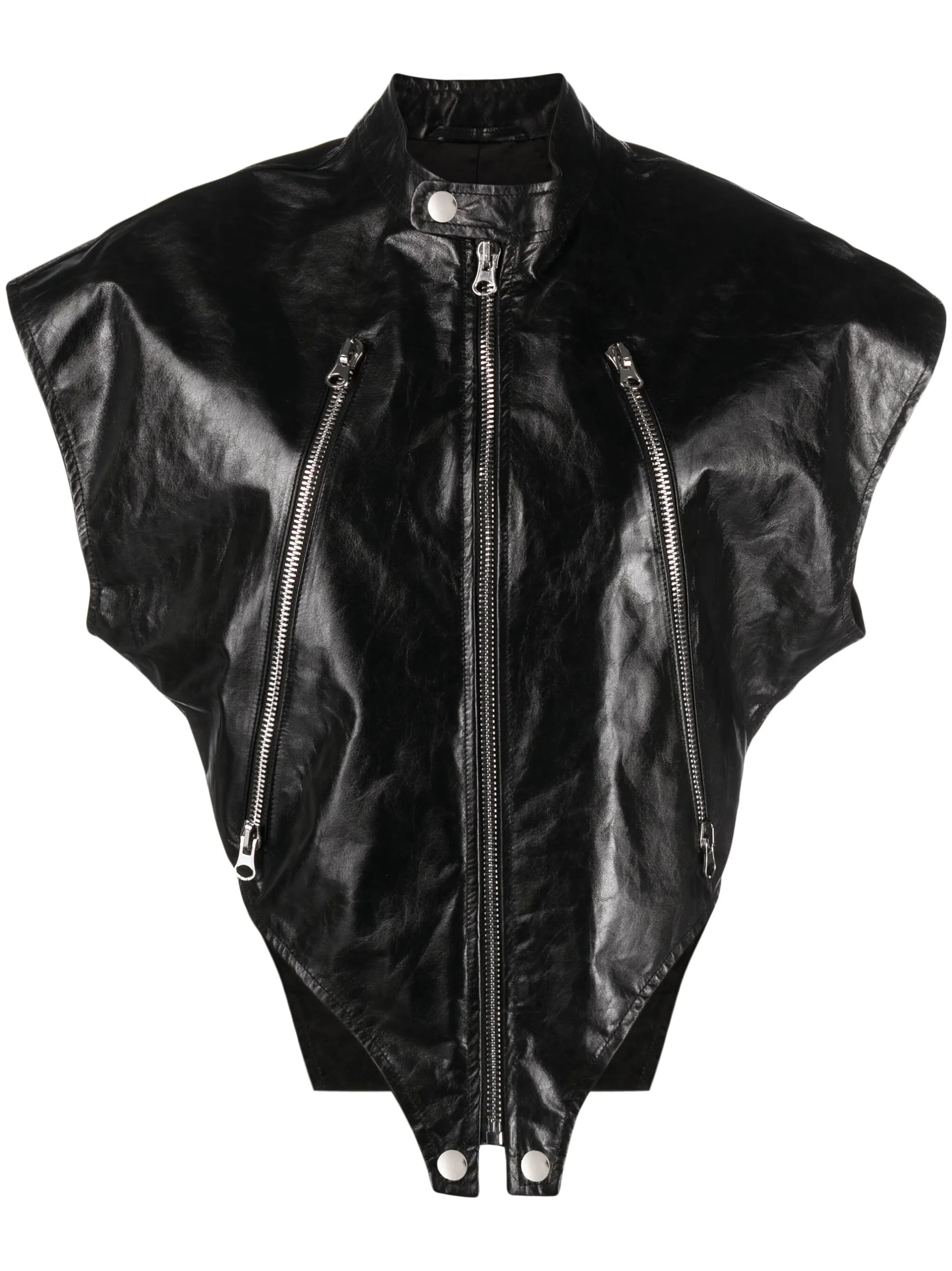 short-sleeve leather gilet