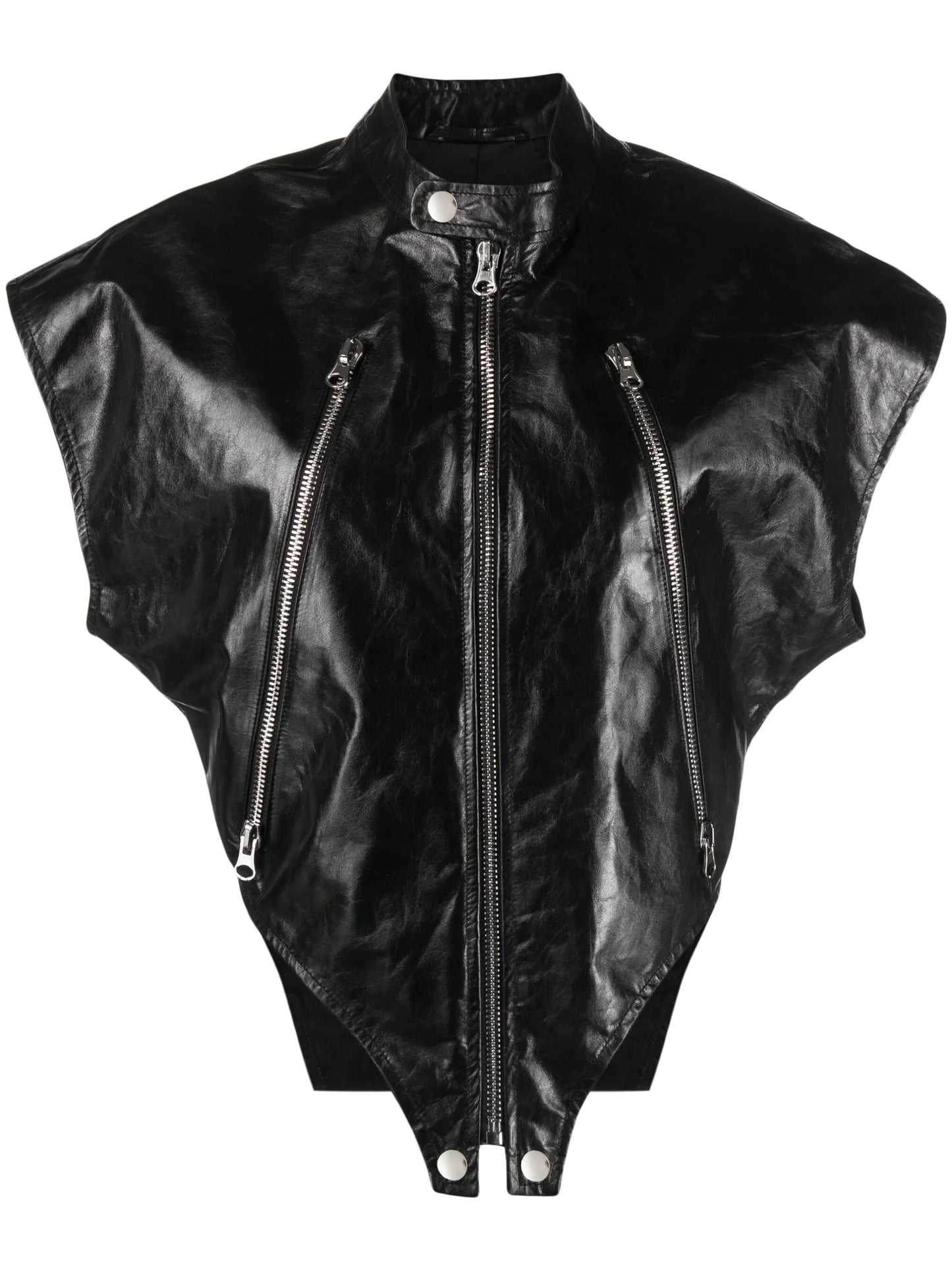 short-sleeve leather gilet