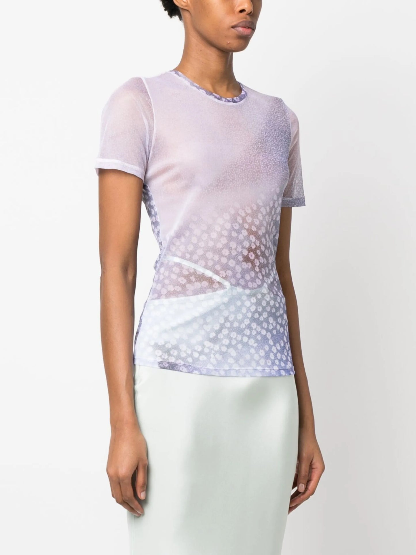 sheer floral-print T-shirt
