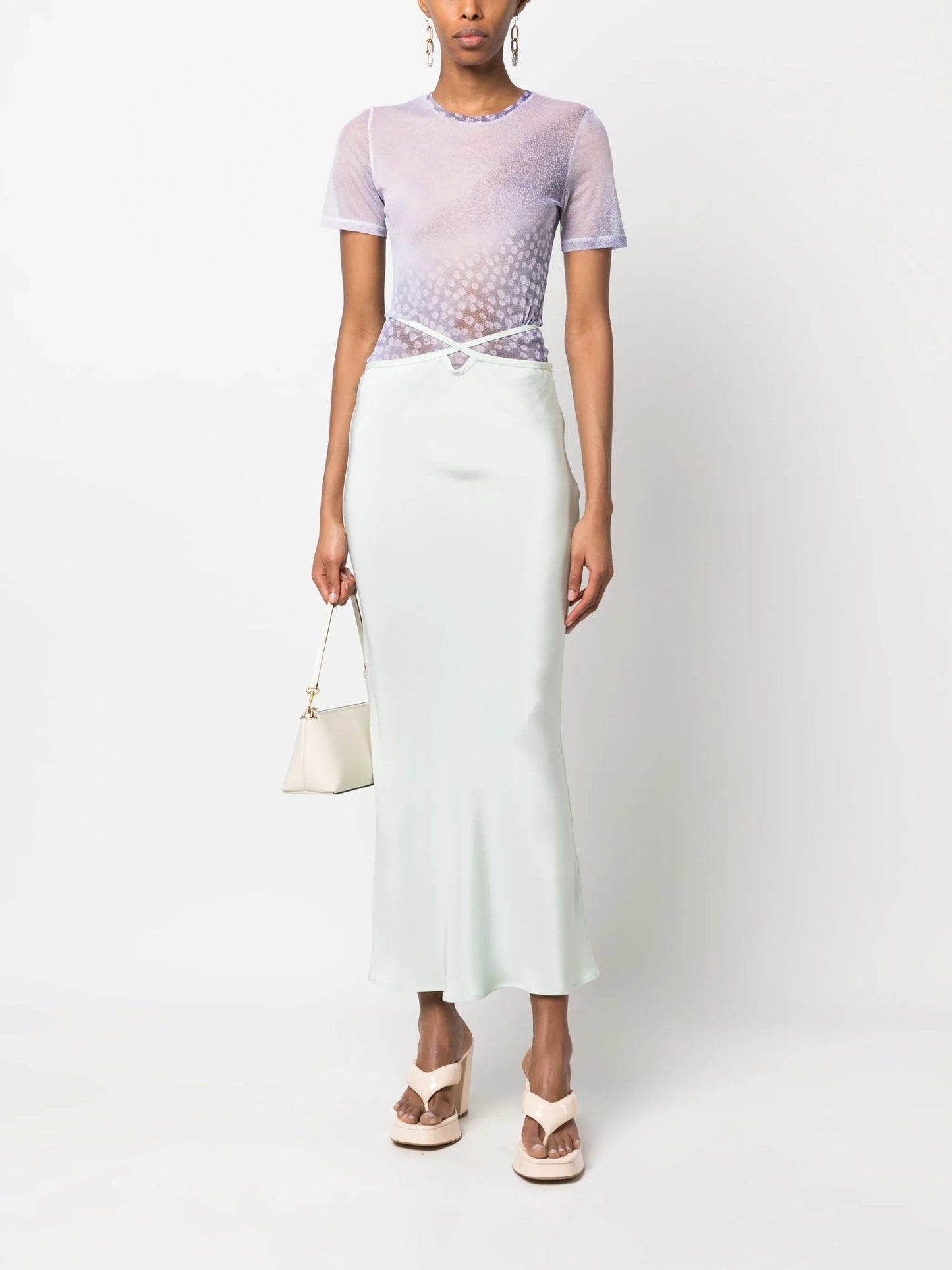 sheer floral-print T-shirt