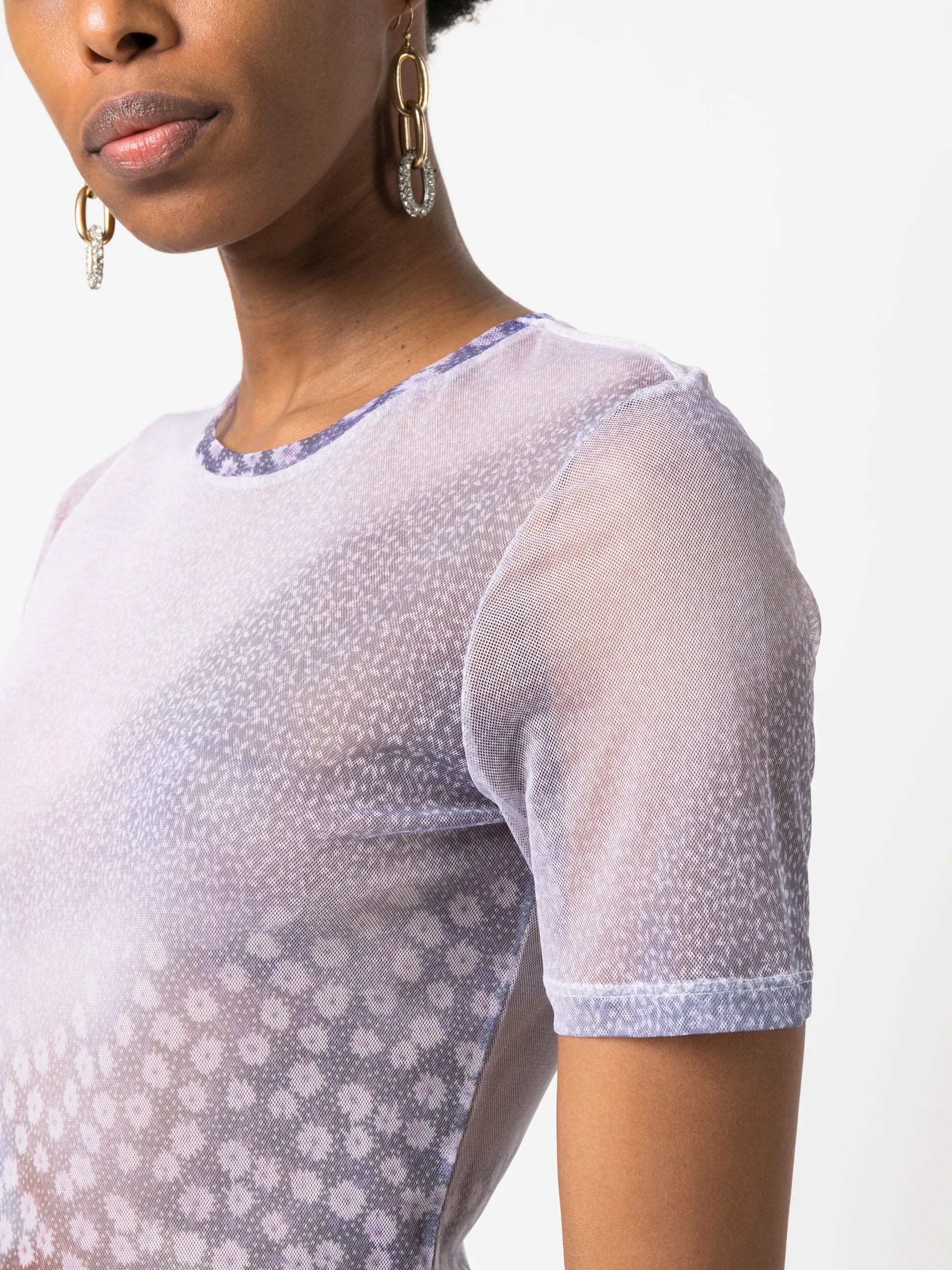 sheer floral-print T-shirt