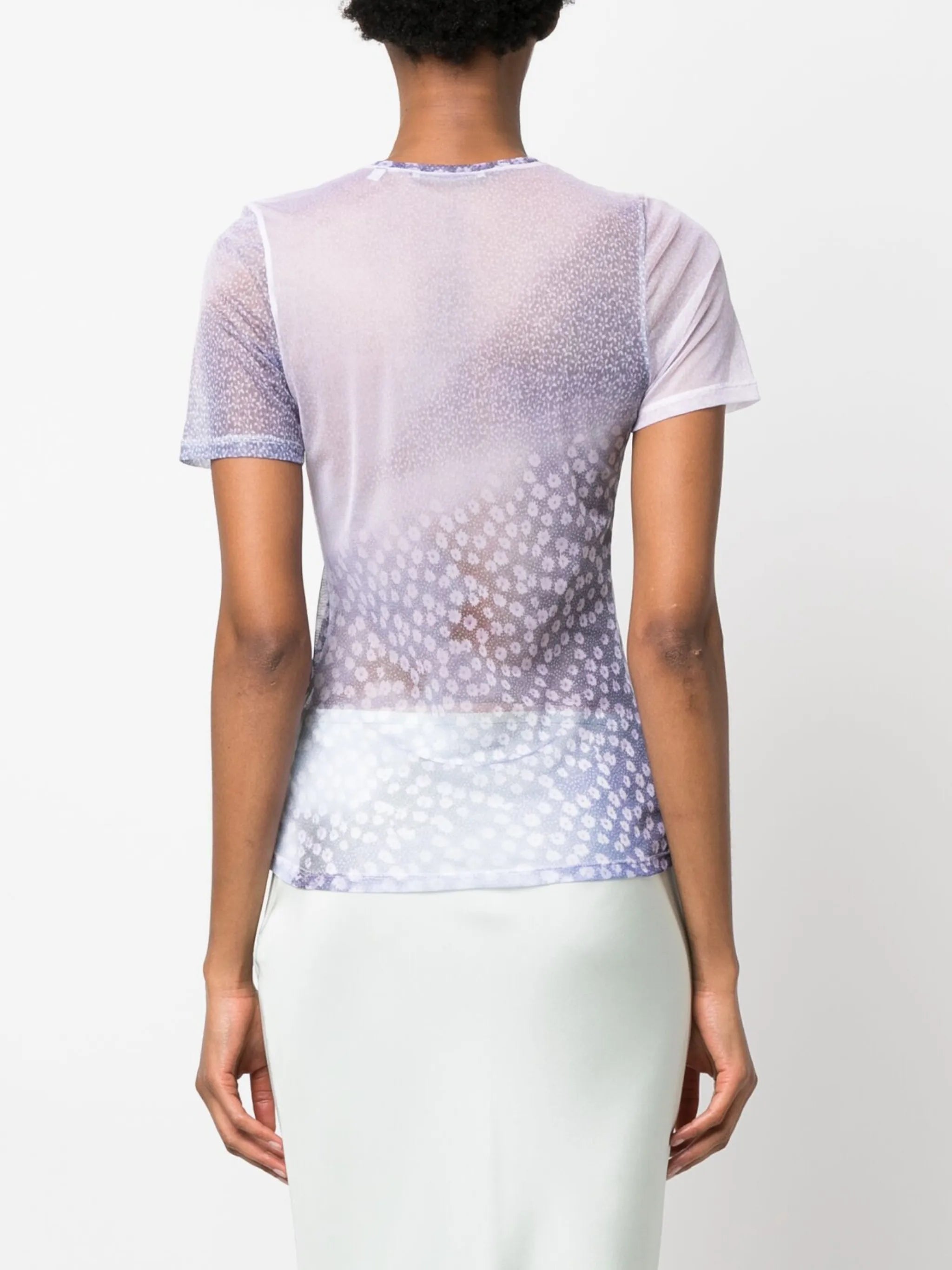 sheer floral-print T-shirt