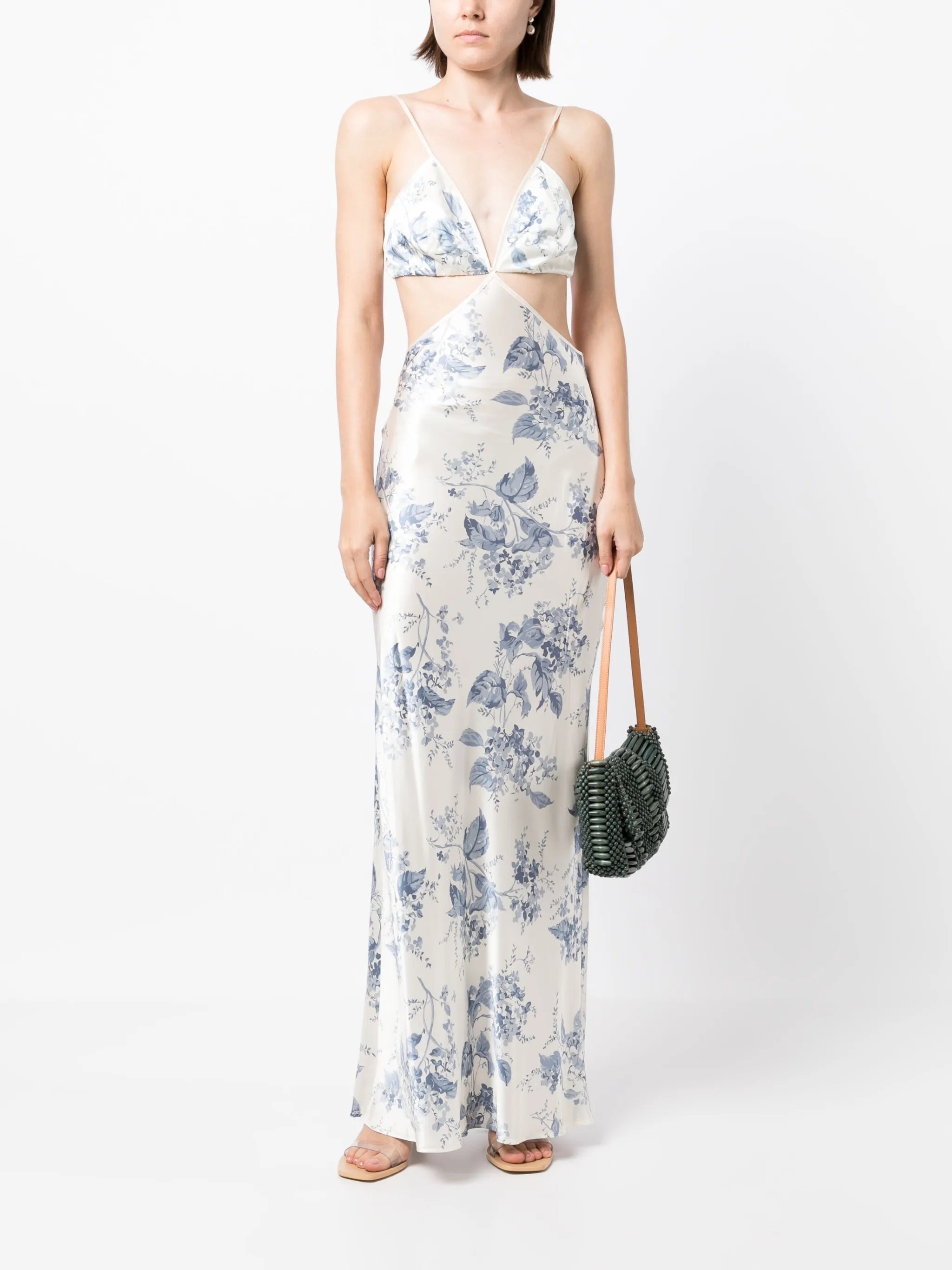 Poppies cutout silk maxi dress