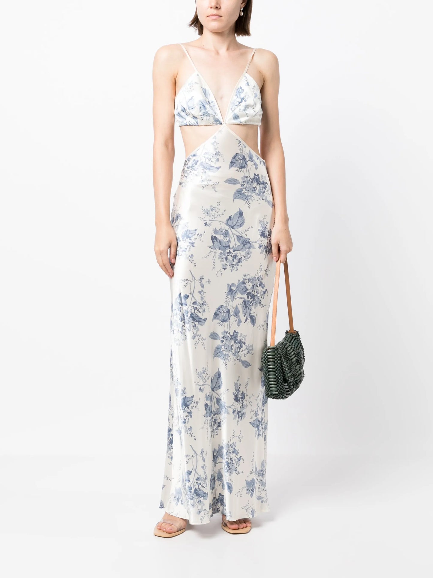 Poppies cutout silk maxi dress
