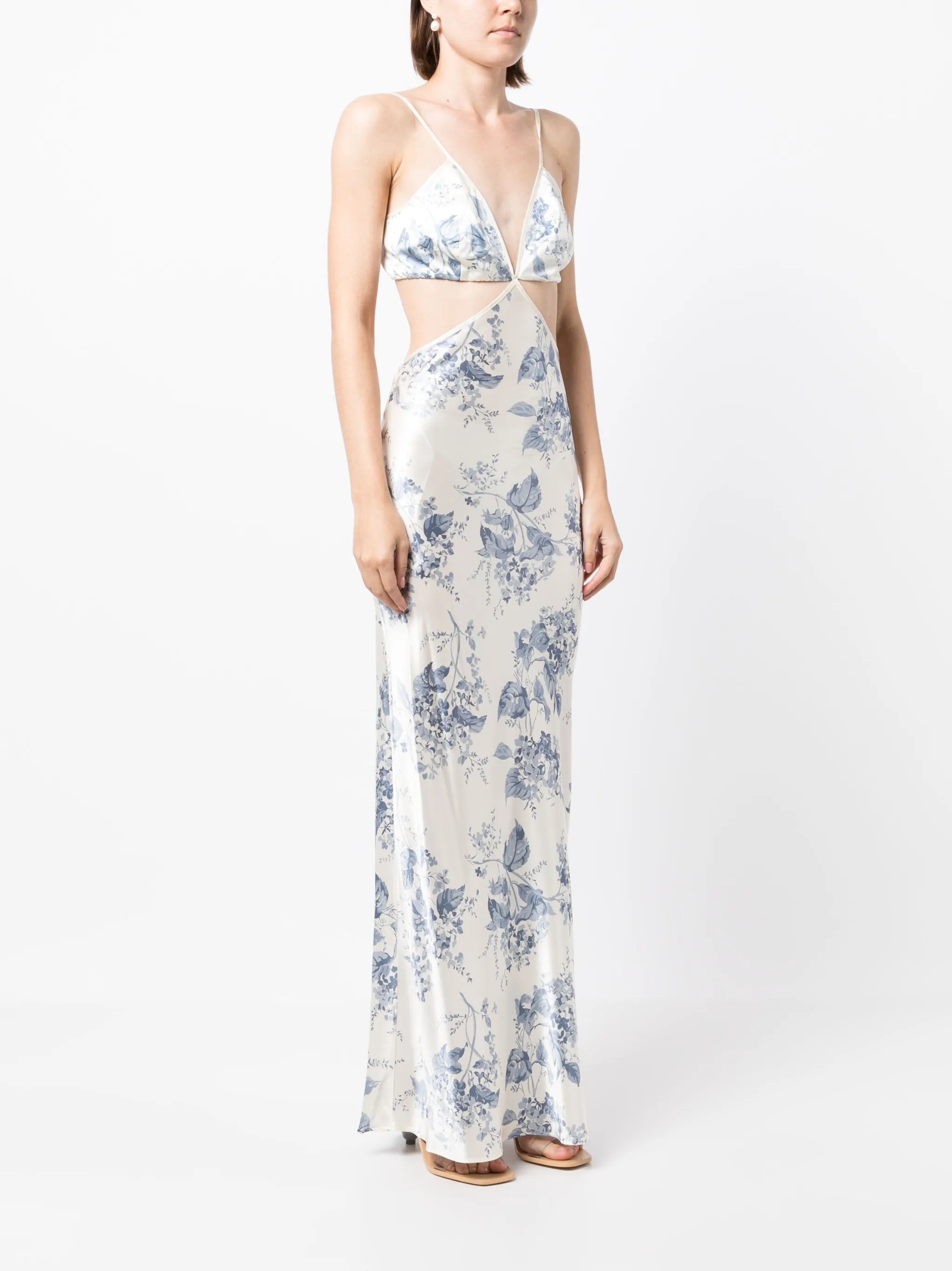 Poppies cutout silk maxi dress