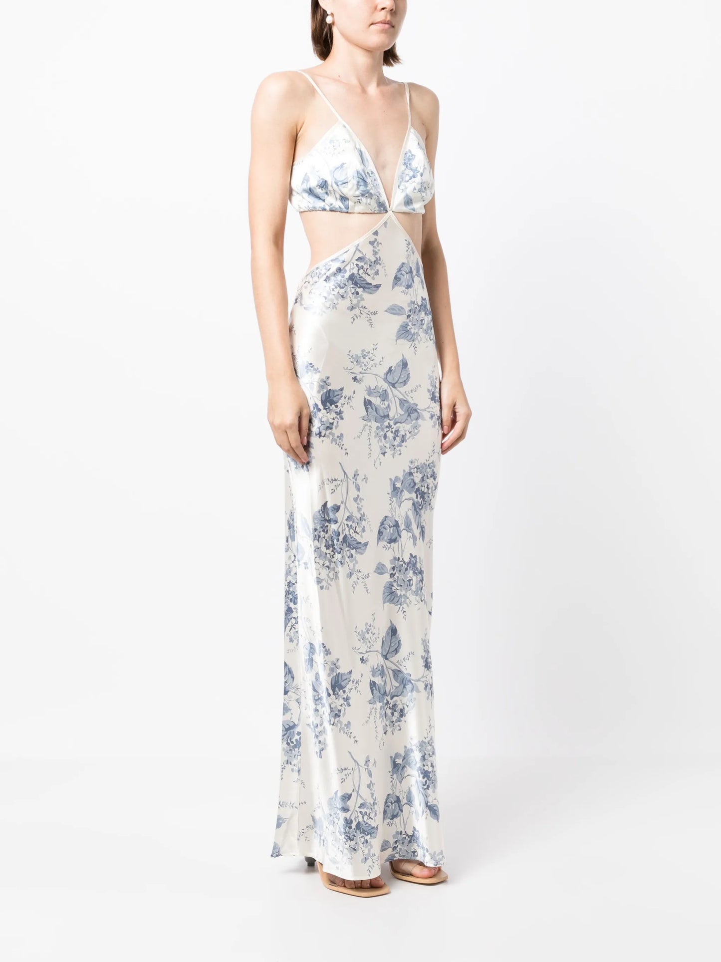 Poppies cutout silk maxi dress