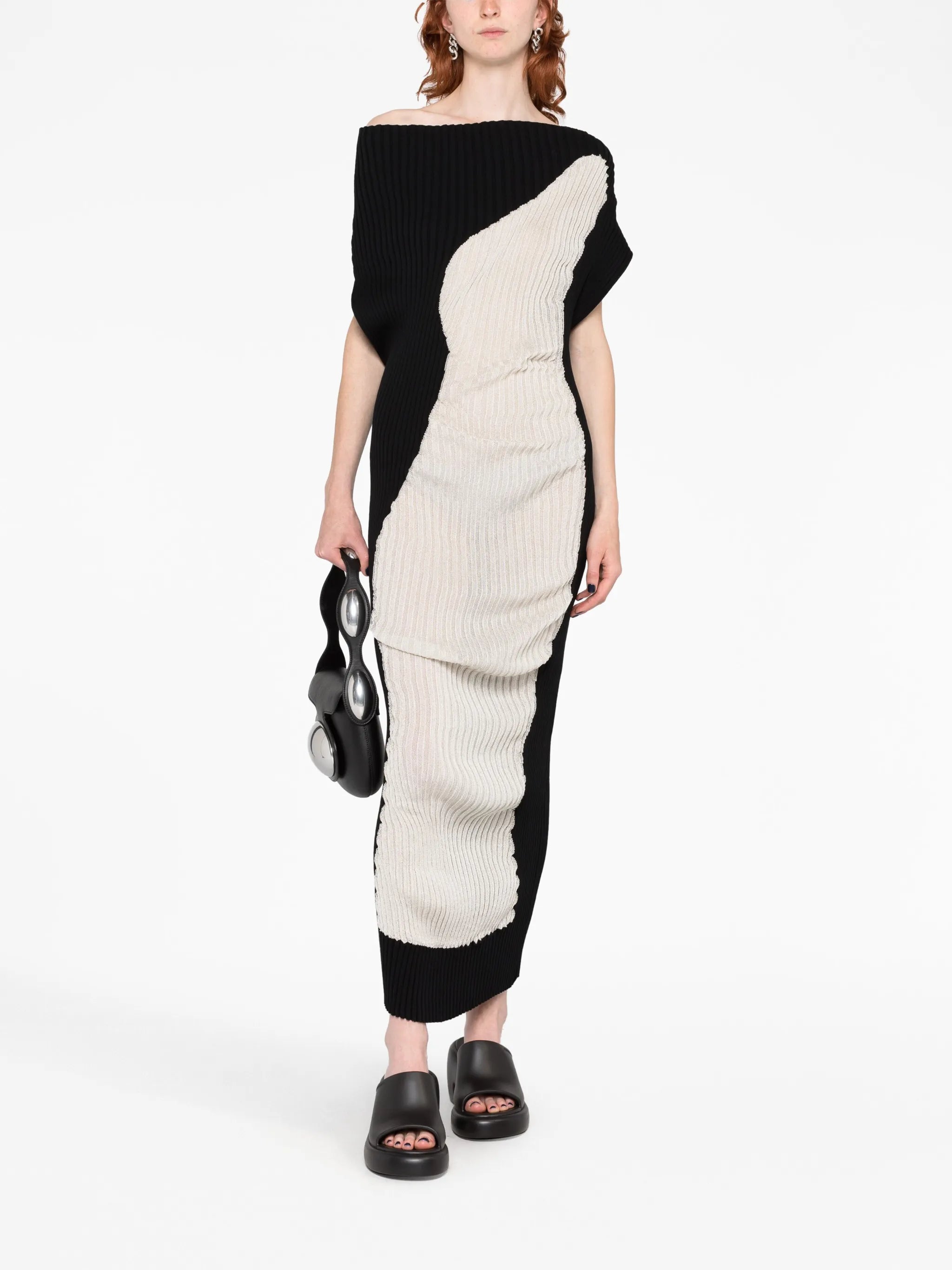 Nude knitted maxi dress