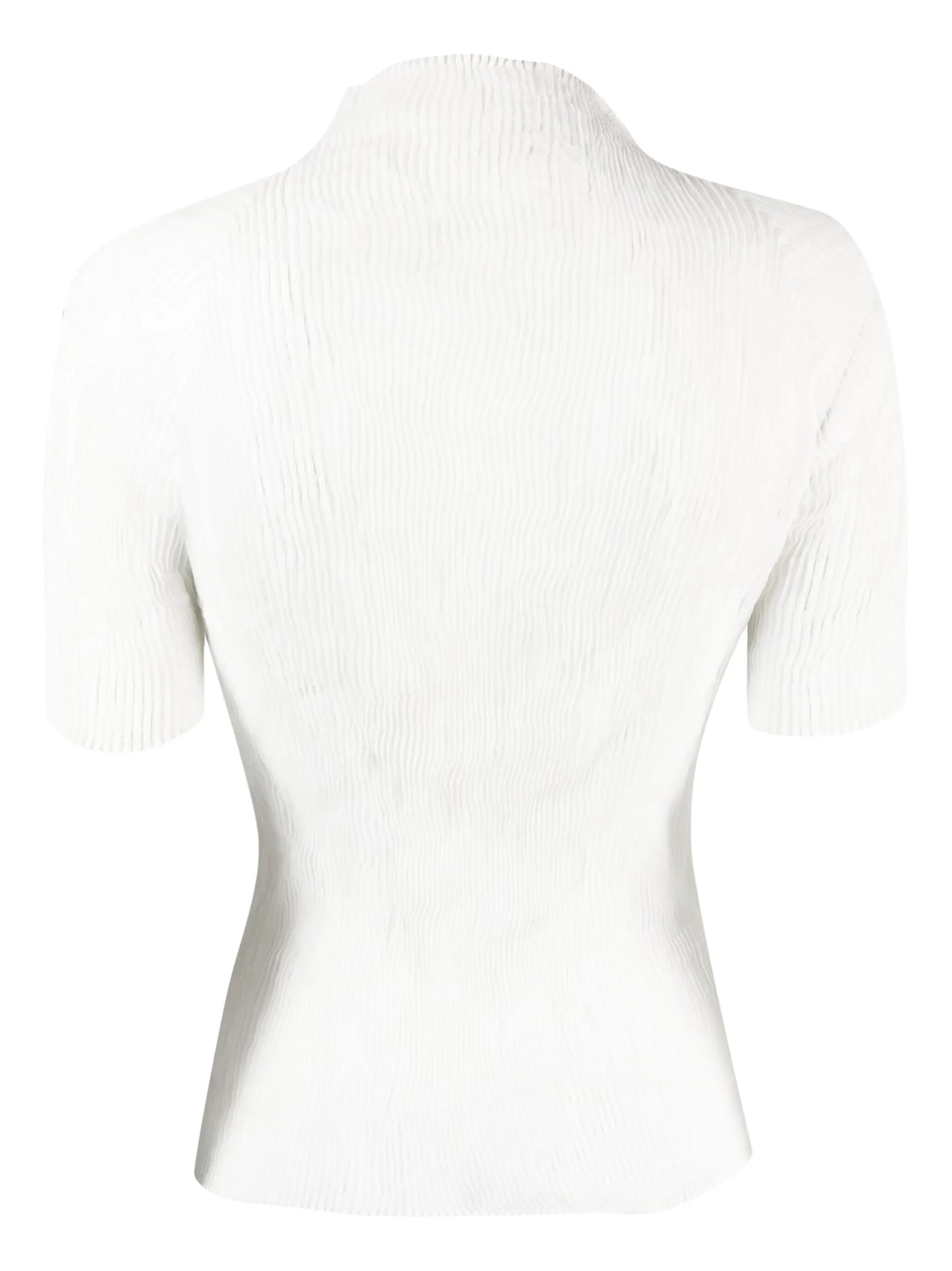 fully-pleated short-sleeve top