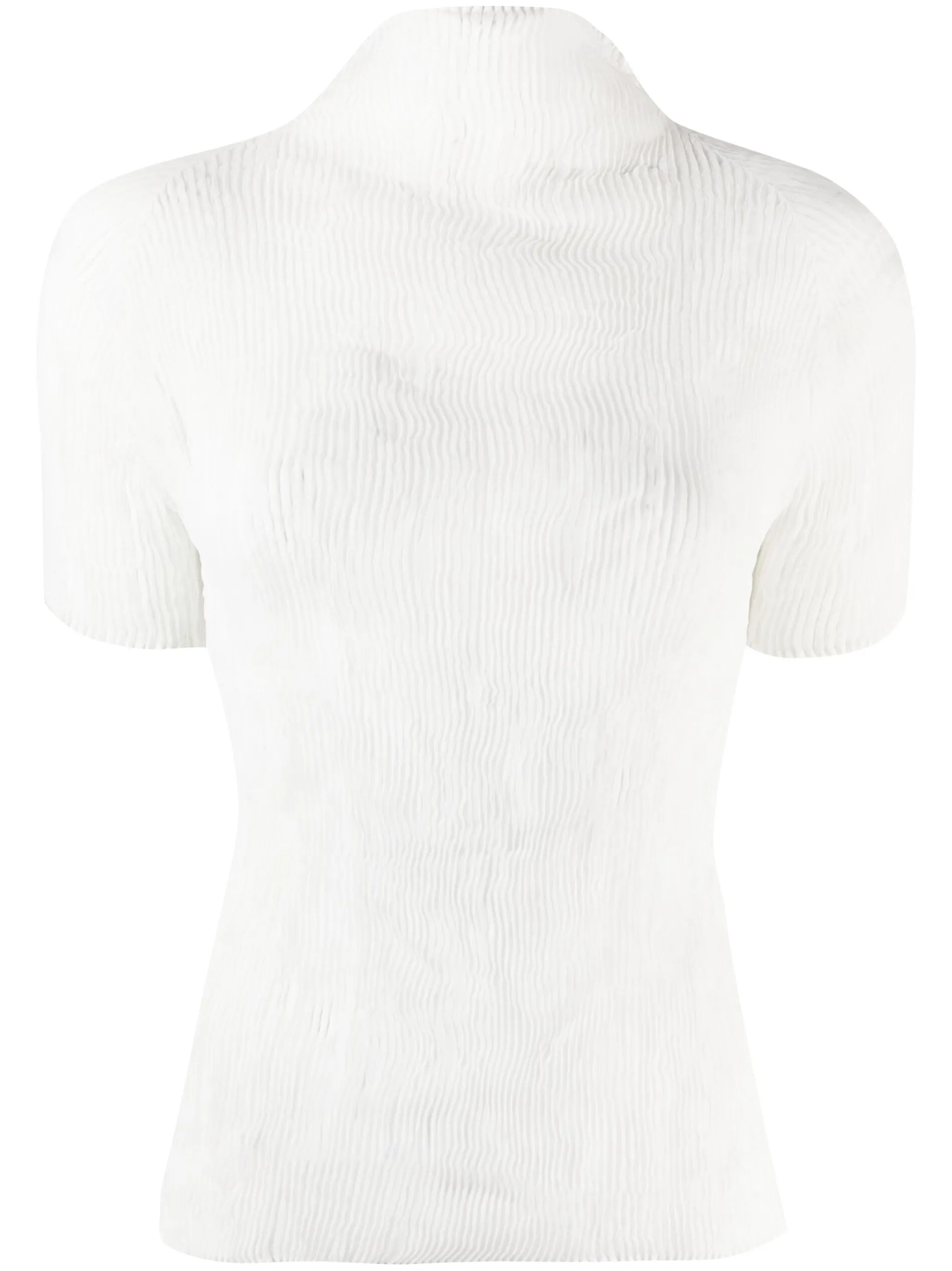 fully-pleated short-sleeve top