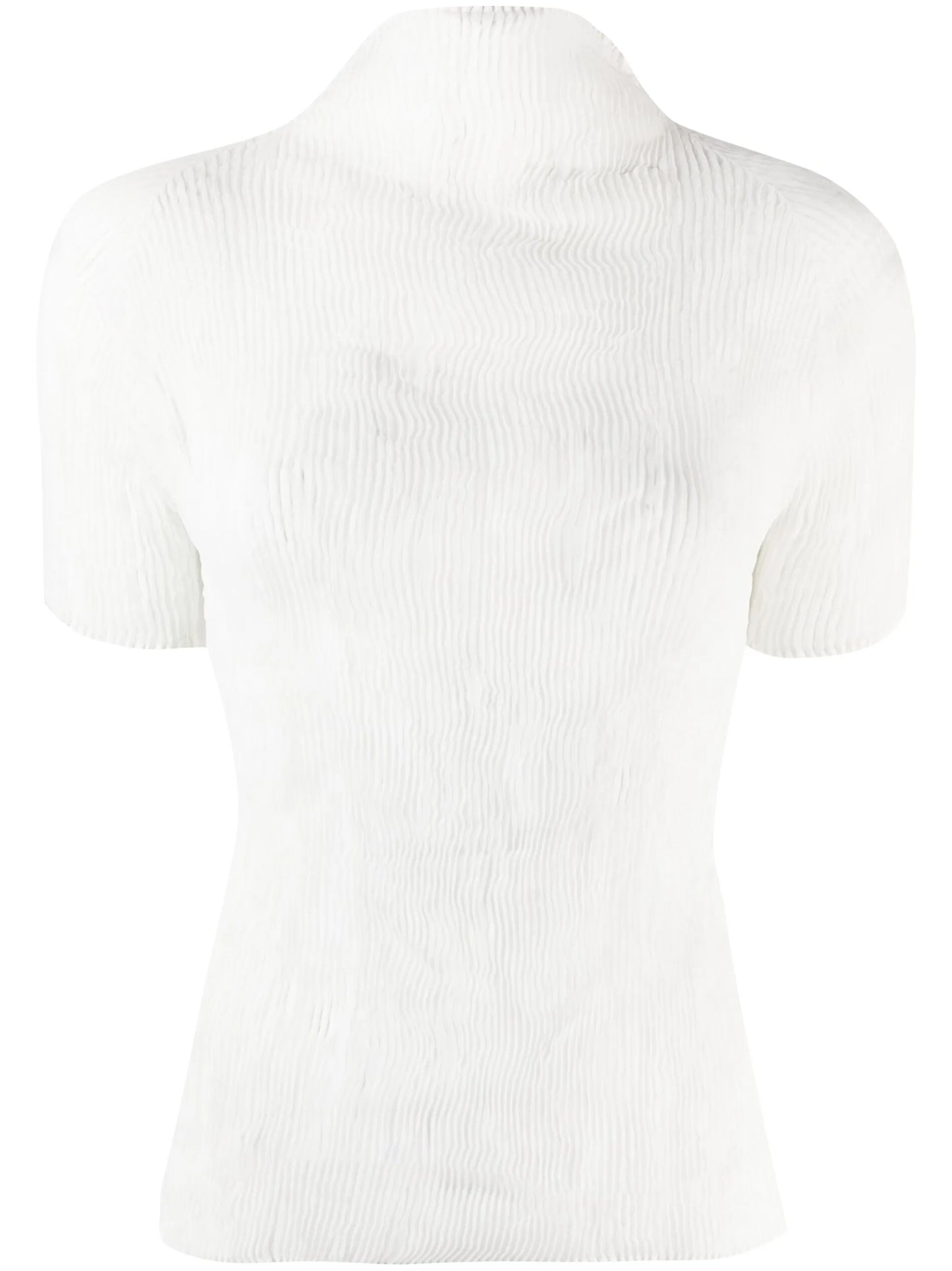 fully-pleated short-sleeve top