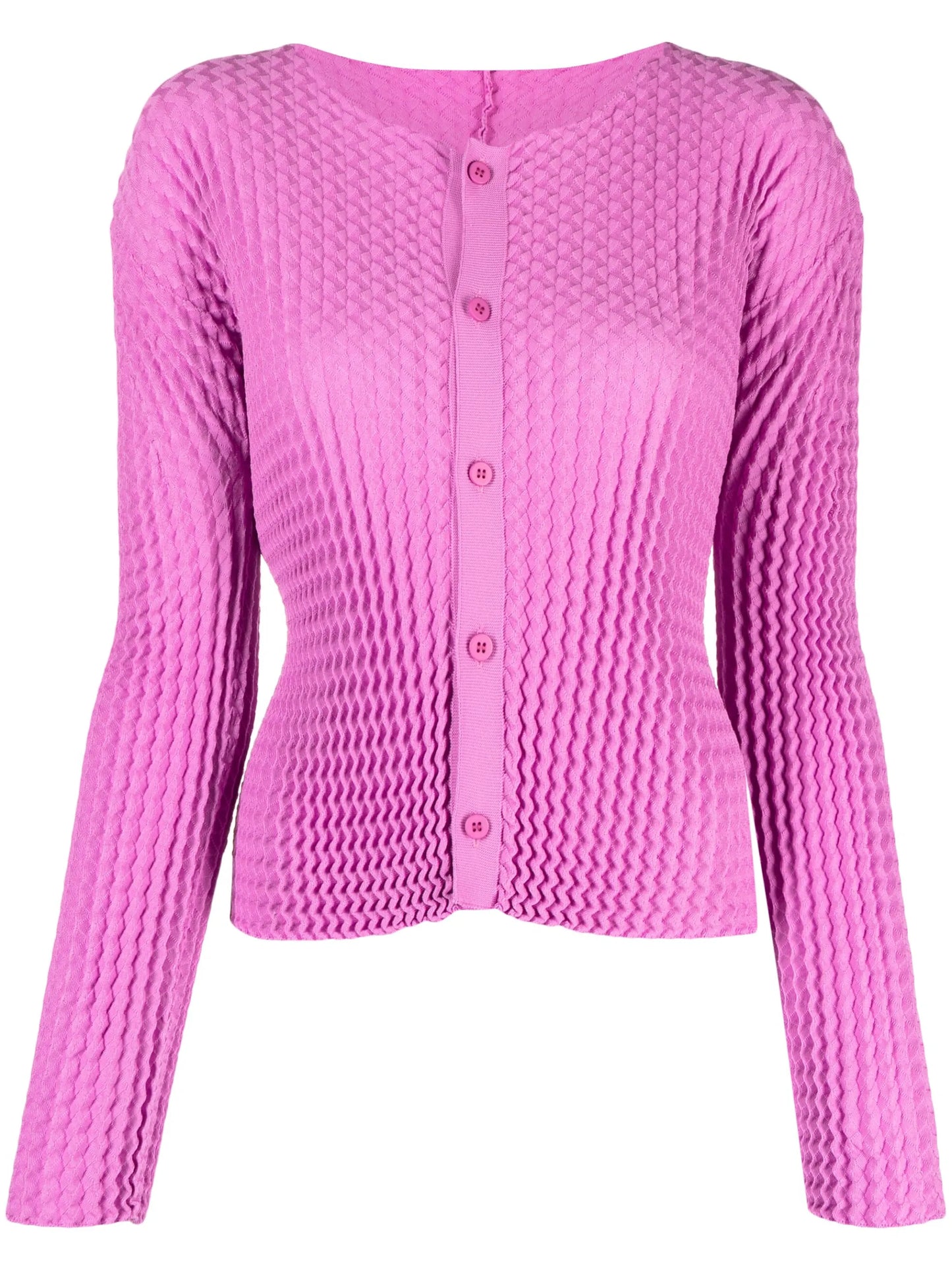 fully-pleated button-fastening cardigan