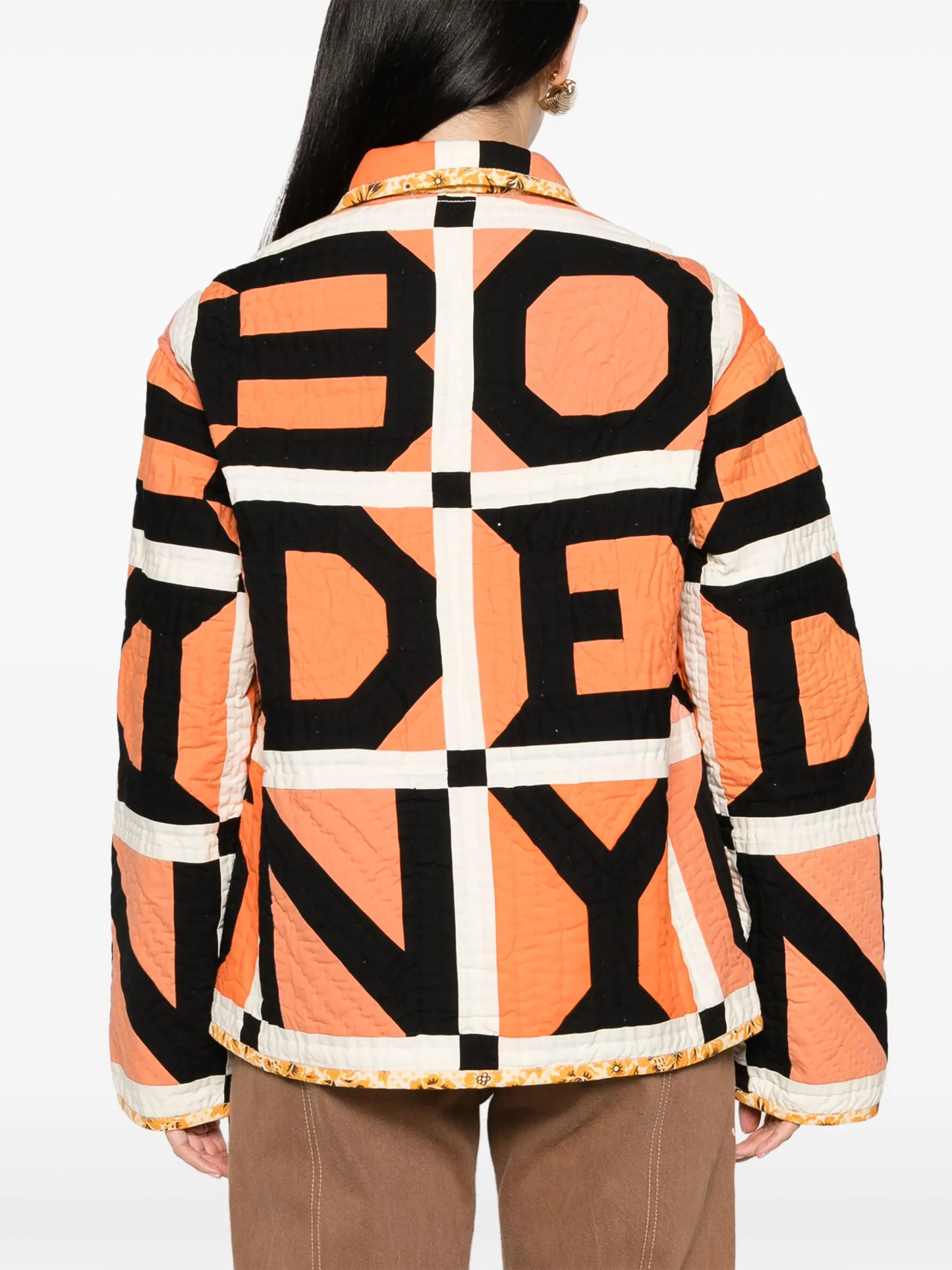 Letter Block patchwork shirt jacket