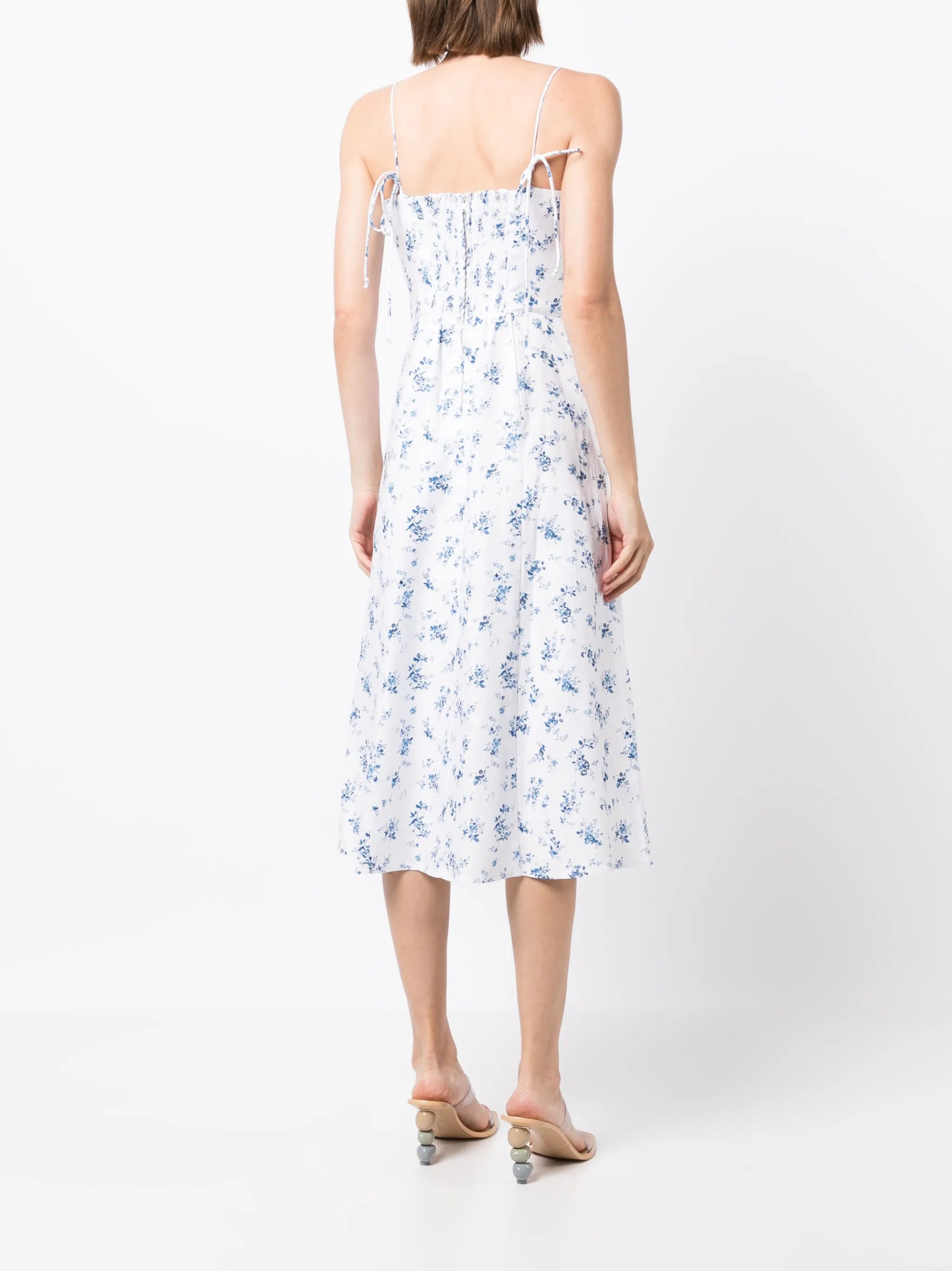 Christen floral-print linen dress