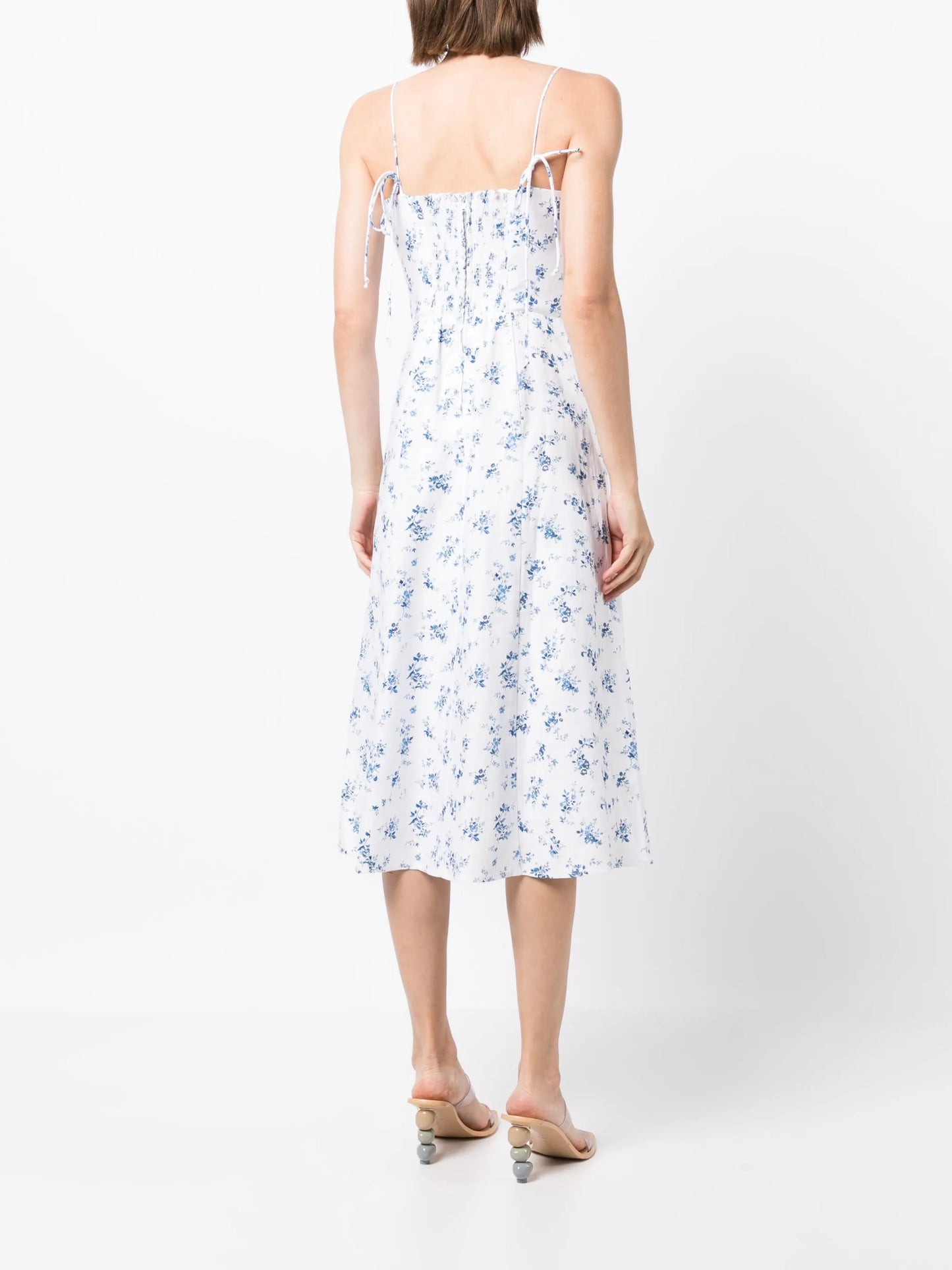 Christen floral-print linen dress