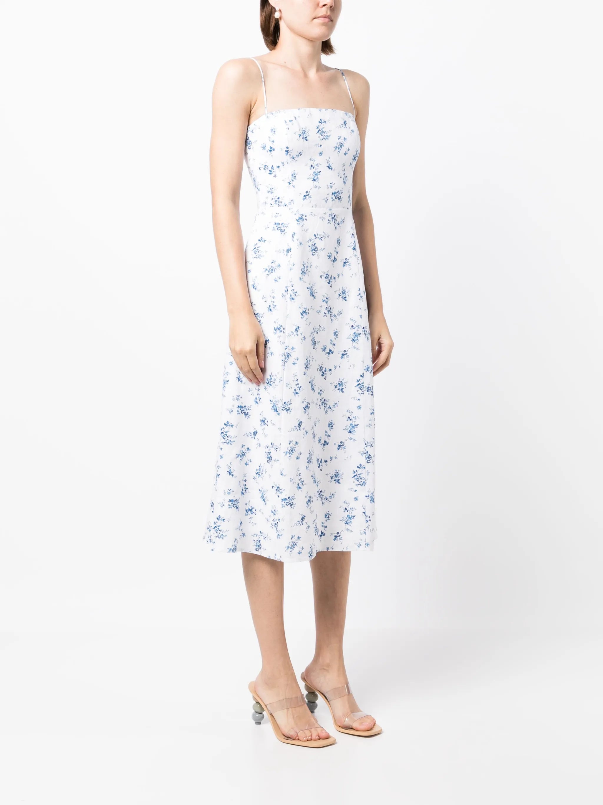Christen floral-print linen dress