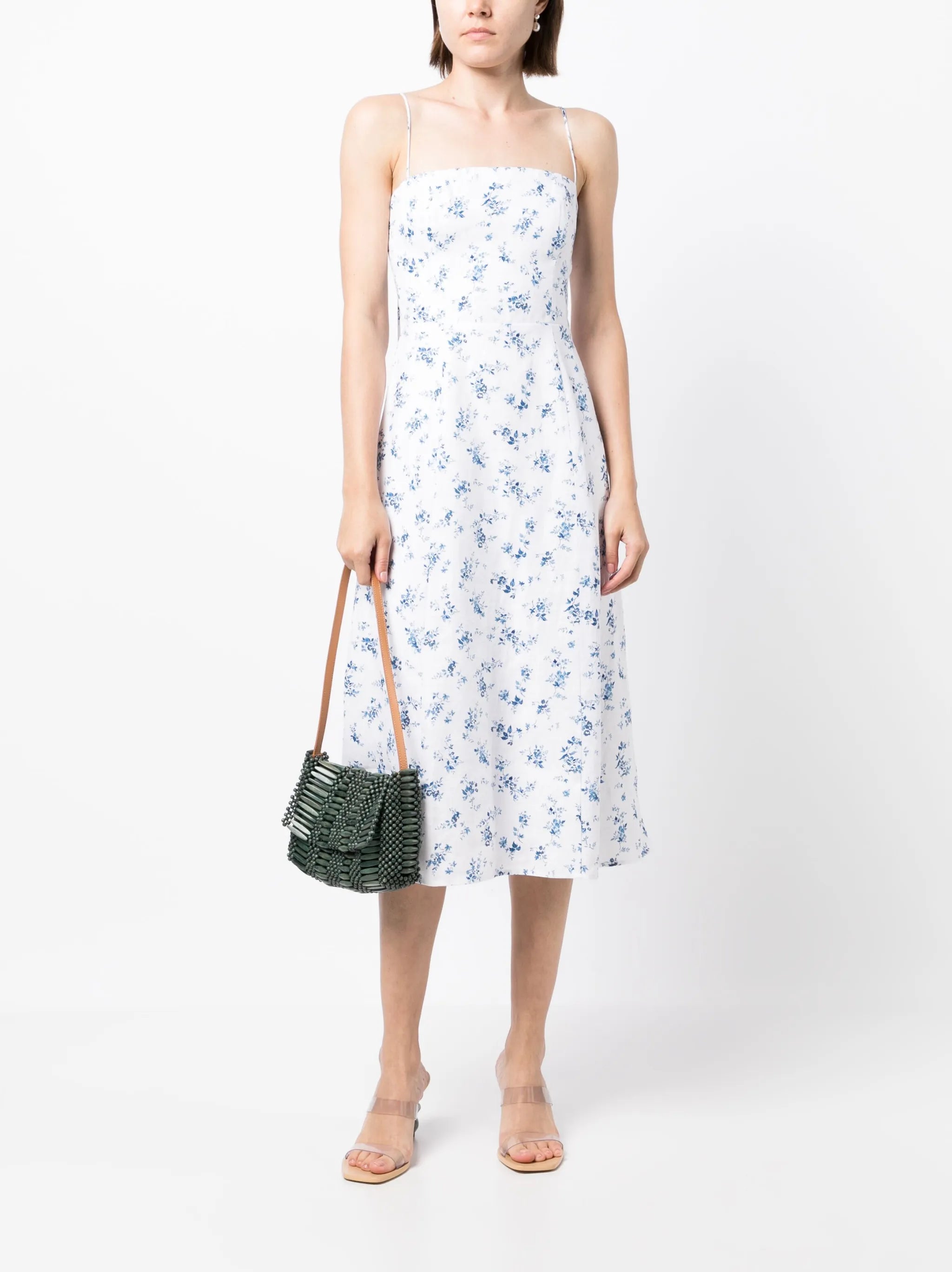 Christen floral-print linen dress