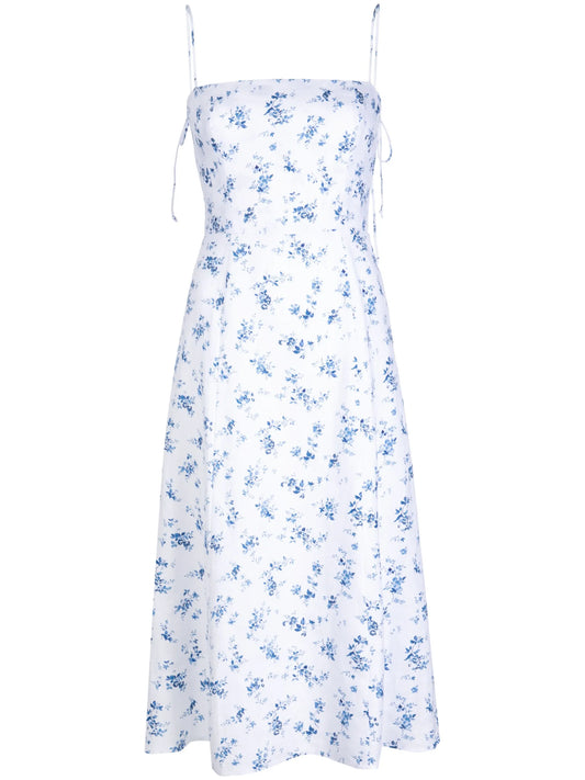 Christen floral-print linen dress