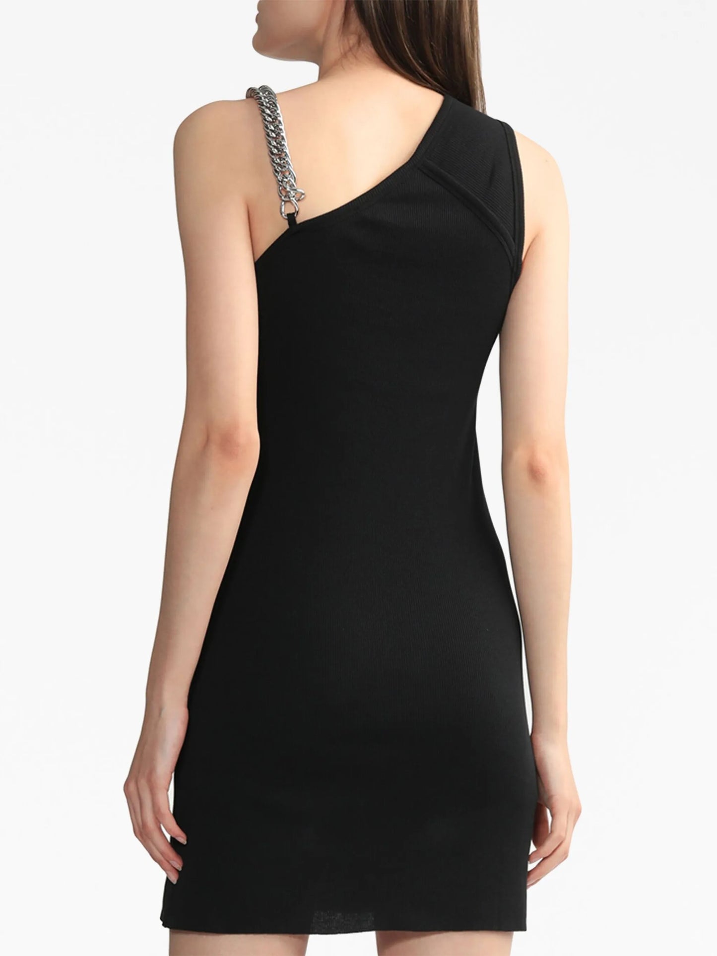 chain-detailed rib-knit dress
