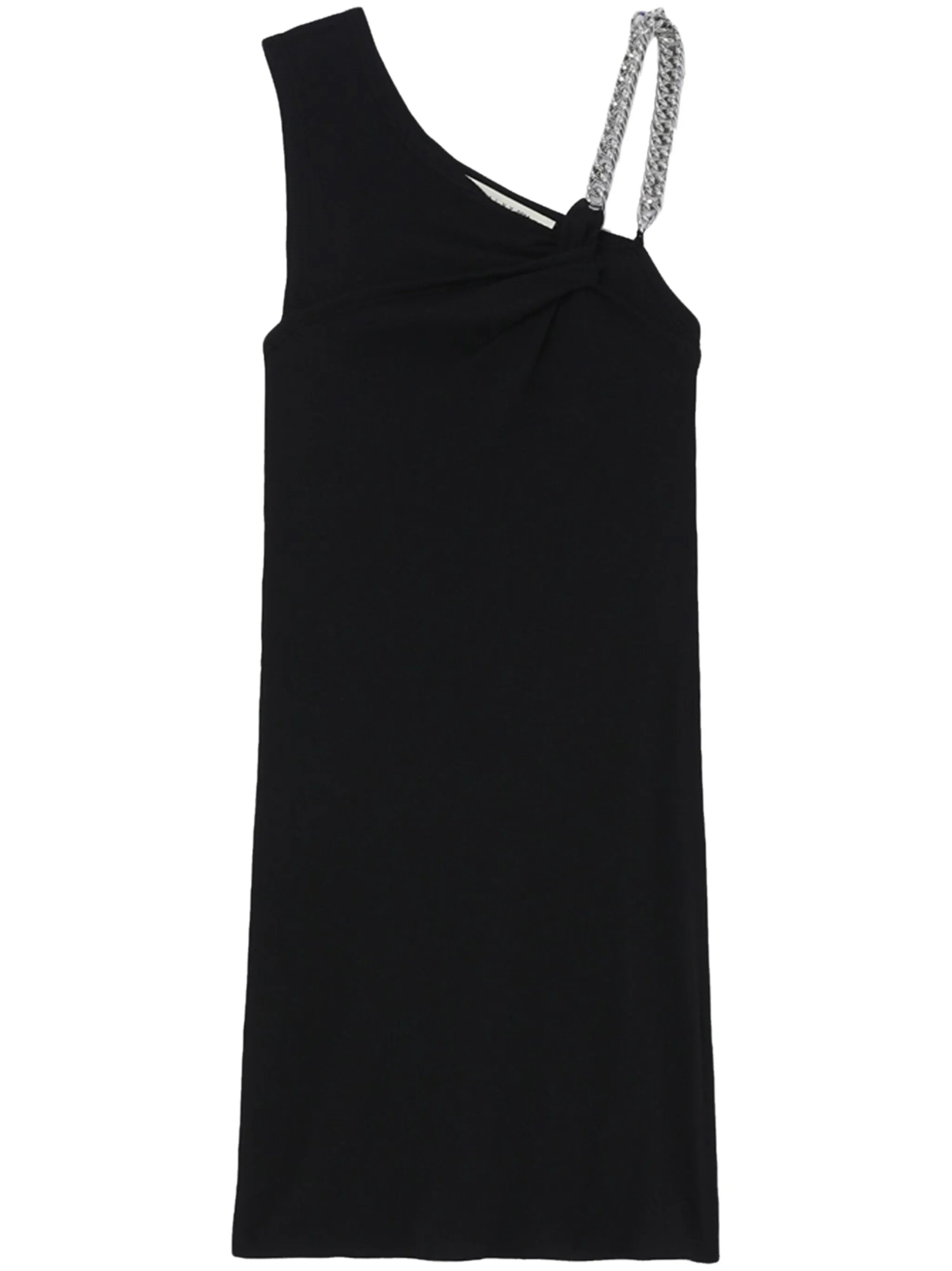 chain-detailed rib-knit dress