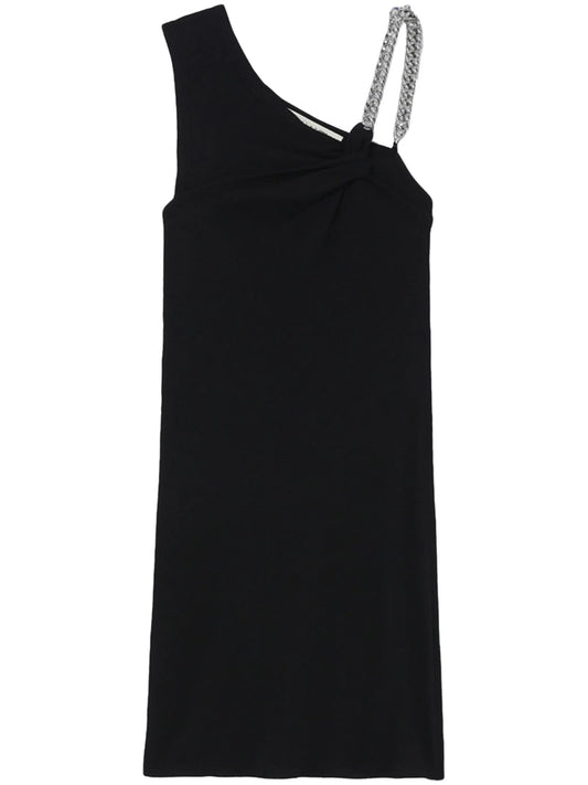 chain-detailed rib-knit dress