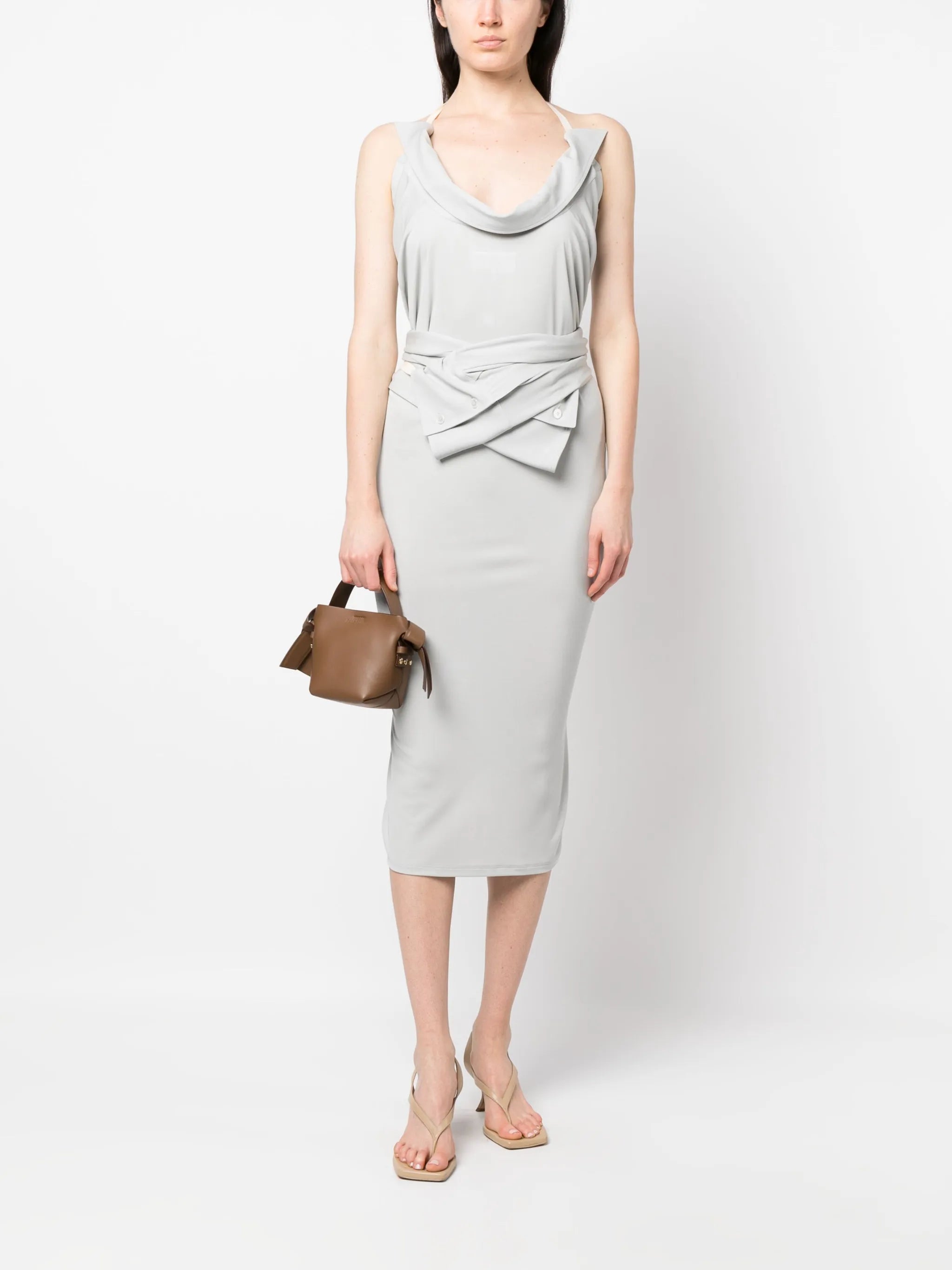 halterneck midi dress