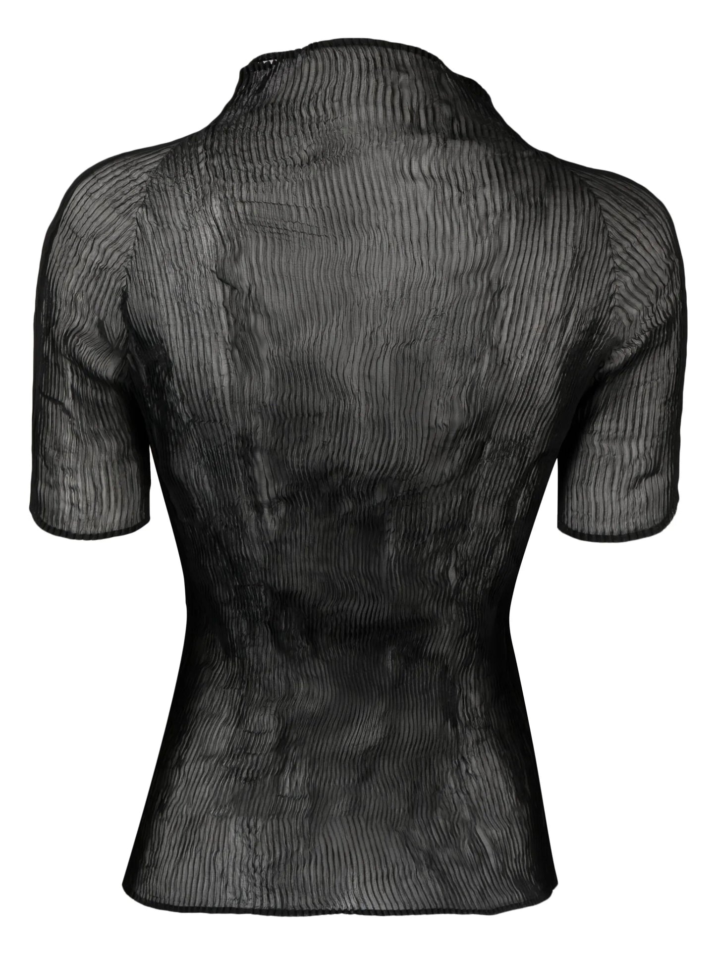 fully-pleated short-sleeve top
