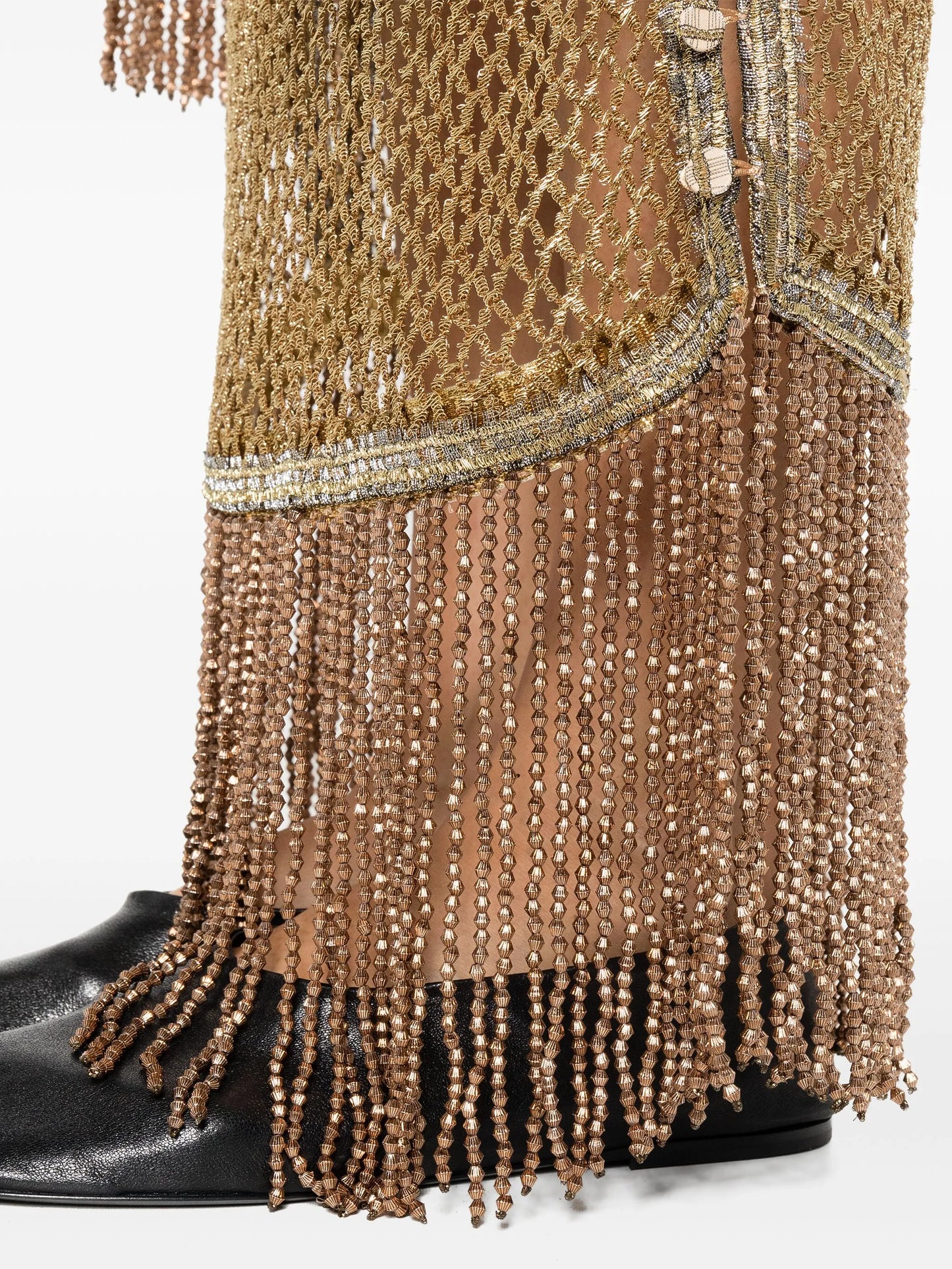 scarf-detail mesh maxi dress