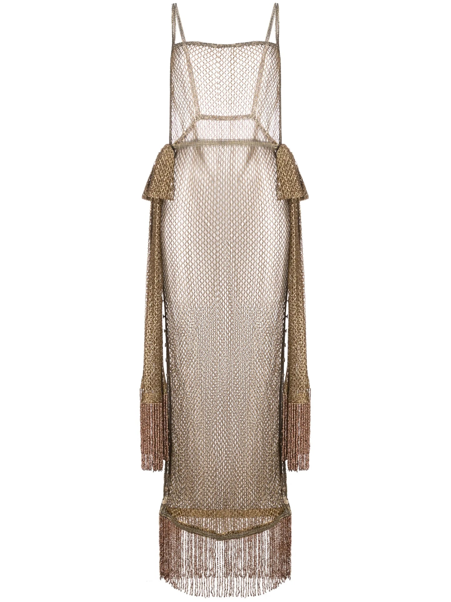 scarf-detail mesh maxi dress