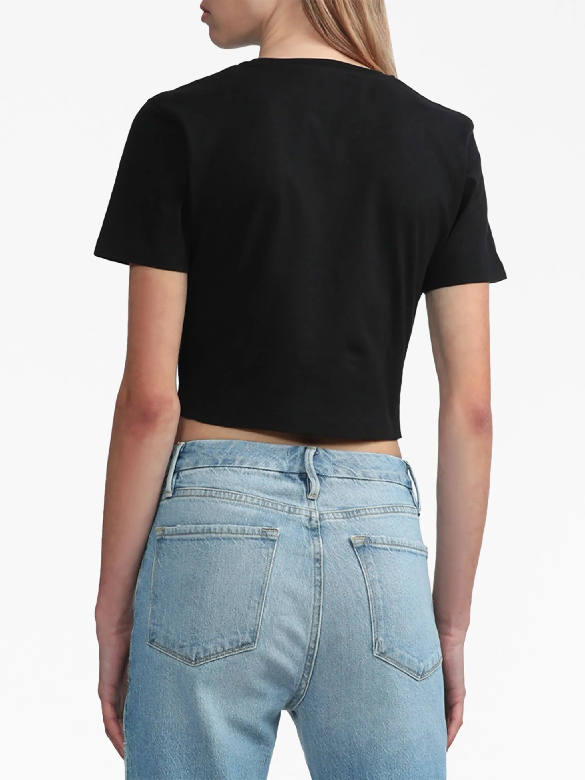 crystal-embellished cropped T-shirt