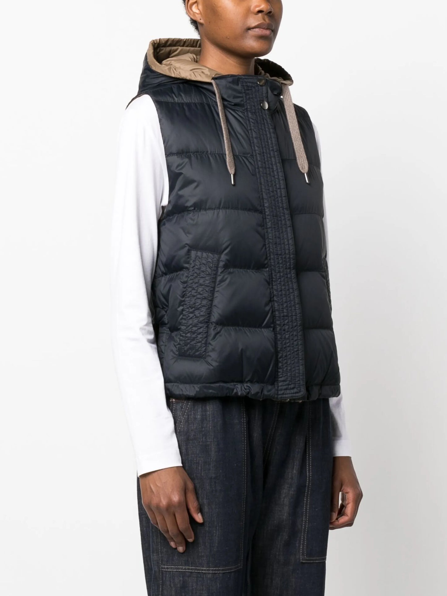 quilted hooded gilet