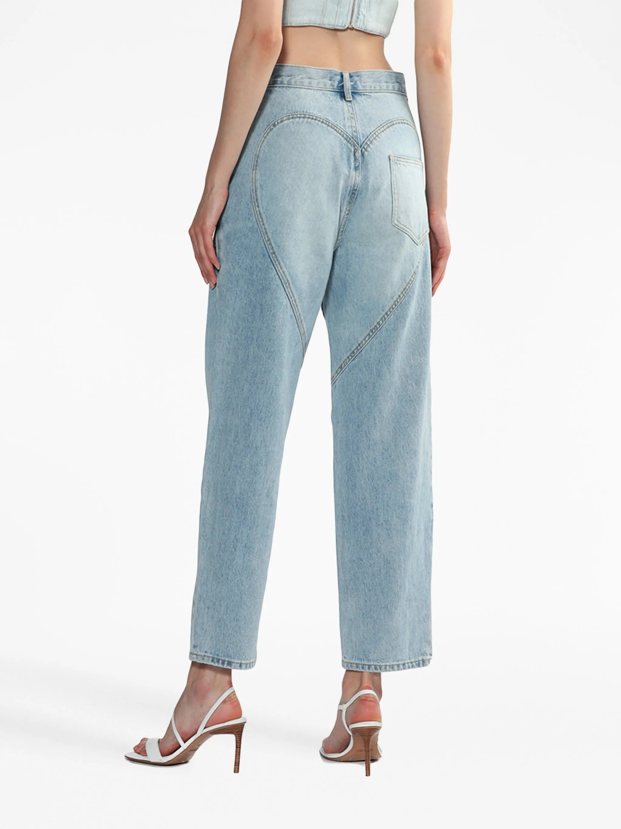 cut-out-detail straight-leg jeans