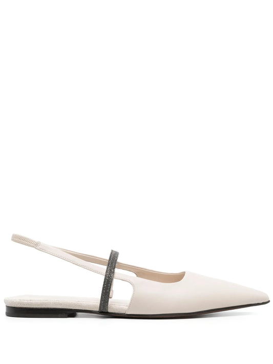 slingback leather ballerina pumps