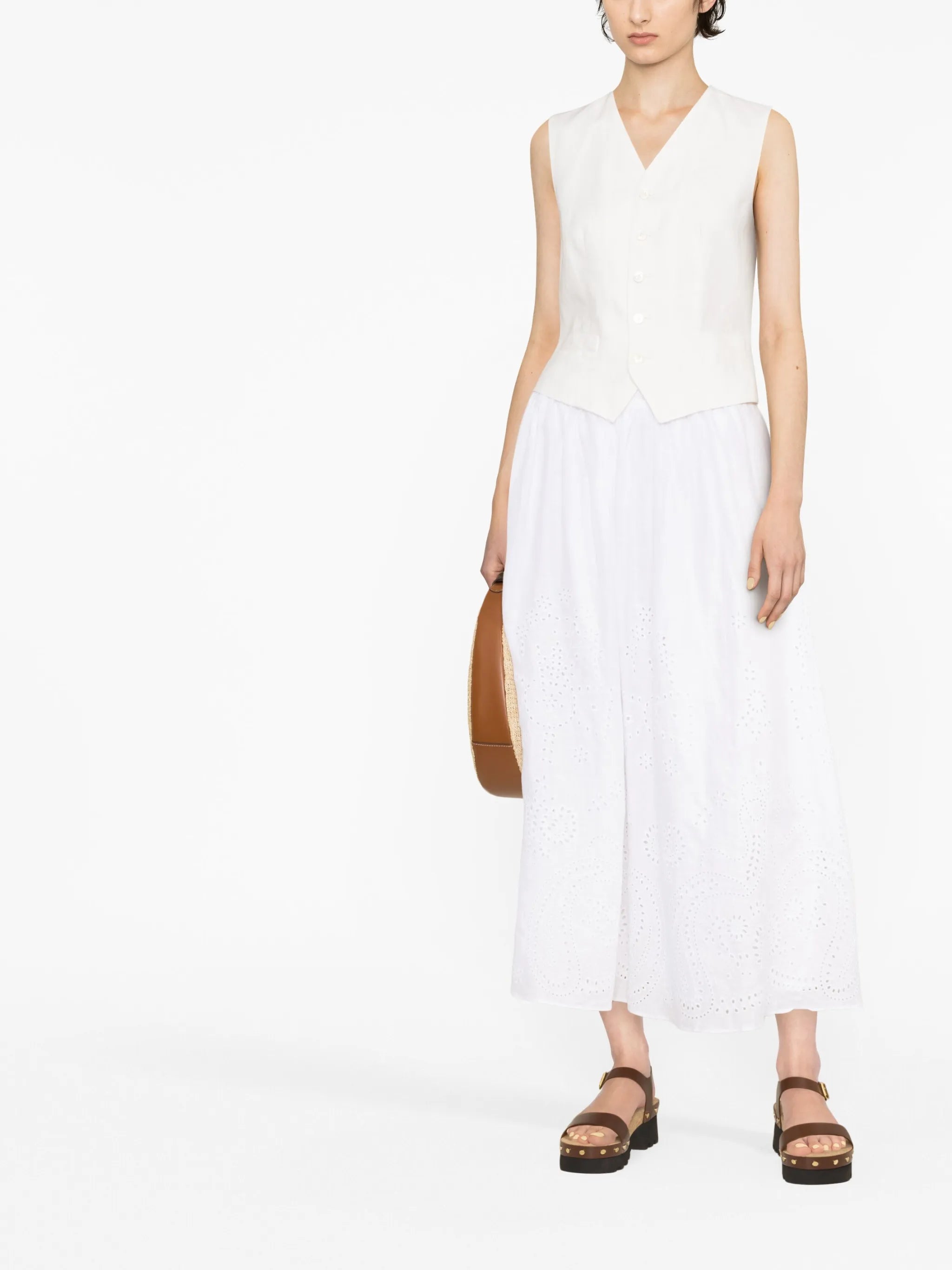 V-neck linen waistcoat