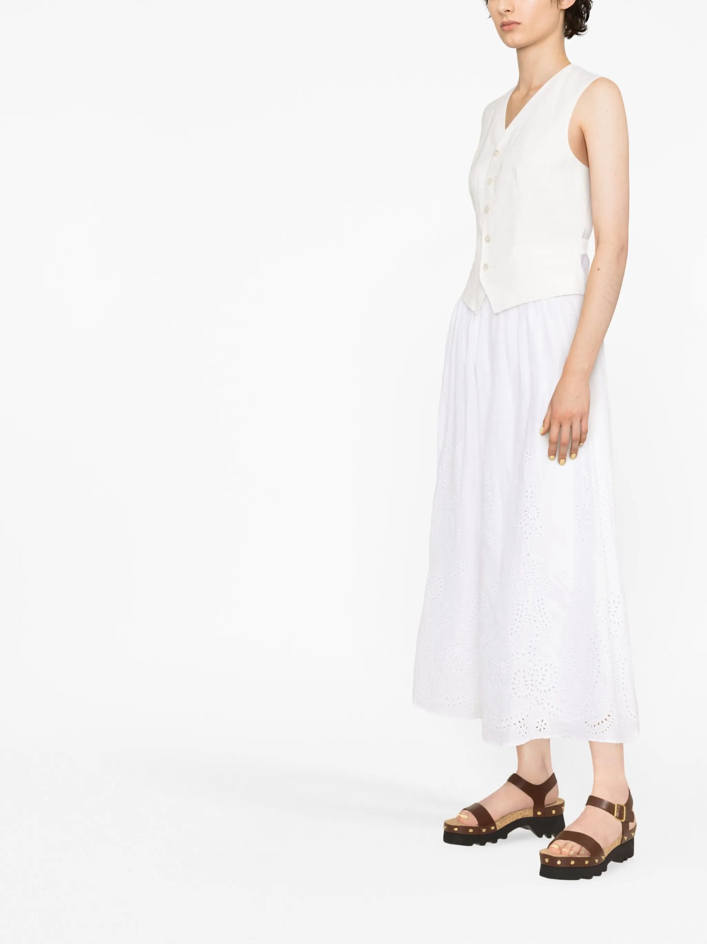 V-neck linen waistcoat