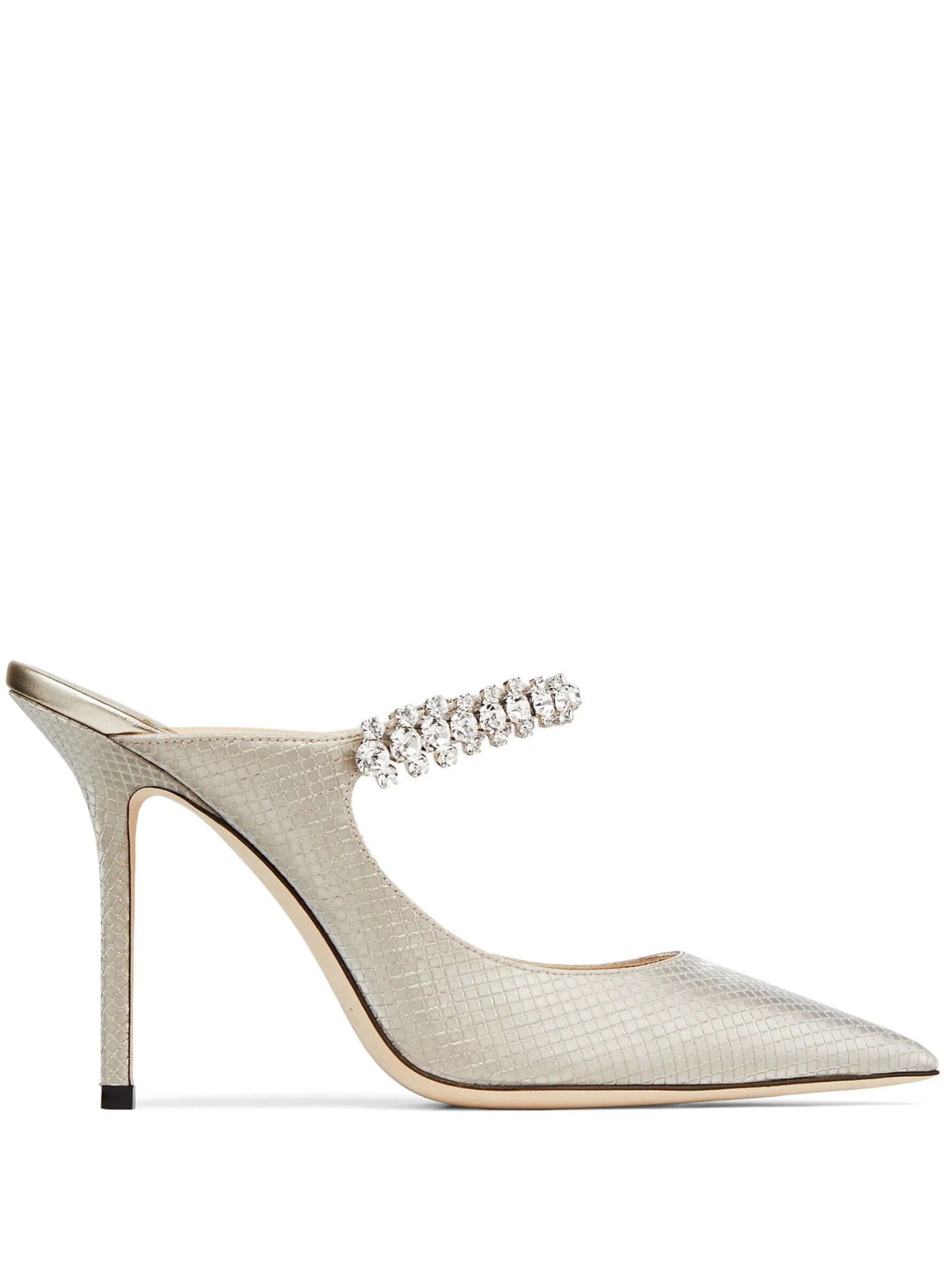 Bing 100mm snakeskin-effect mules